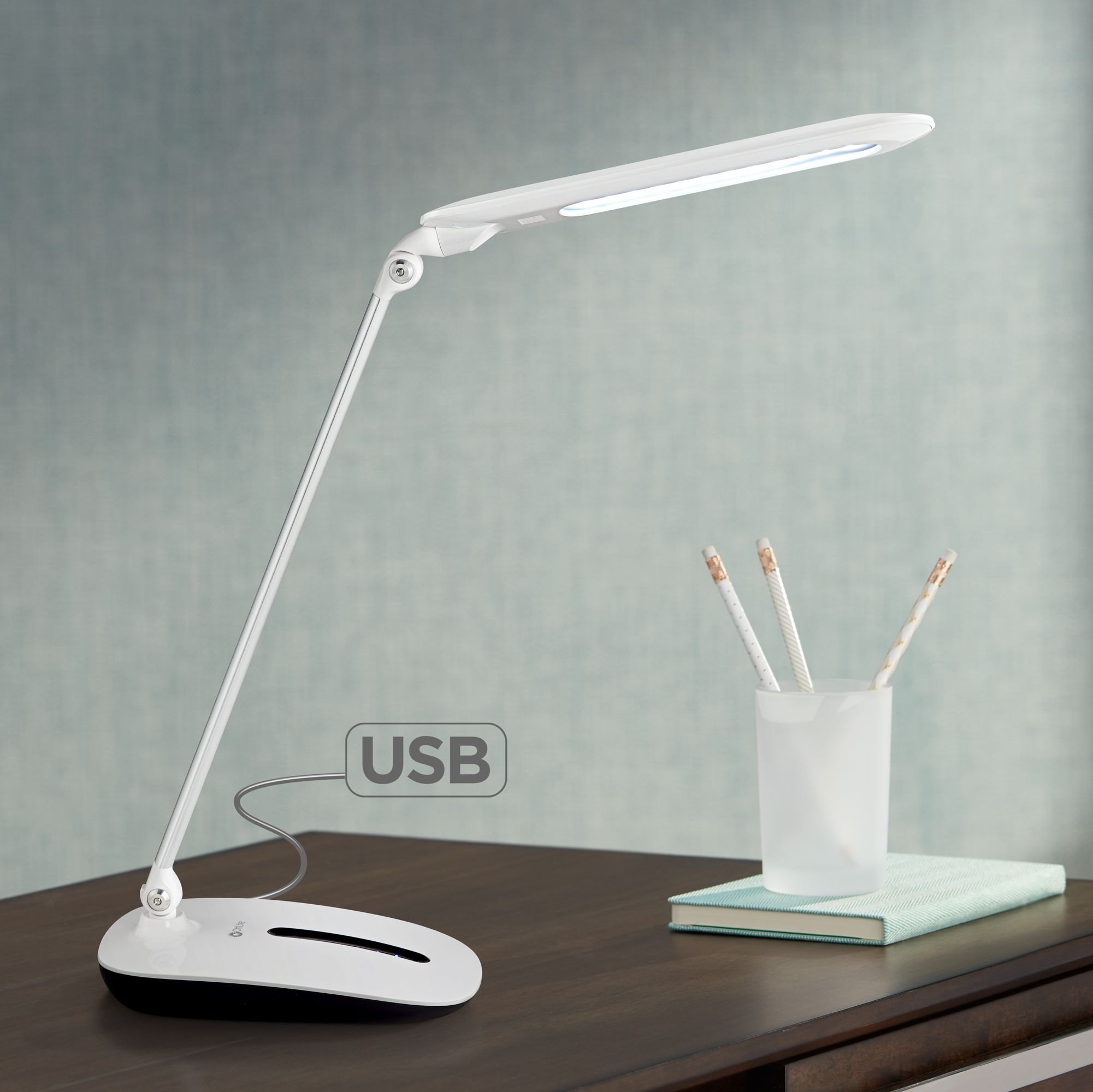 OTTLITE Milo LED Desk Lamp w/ Sliding Dimmer and USB Port 33H17