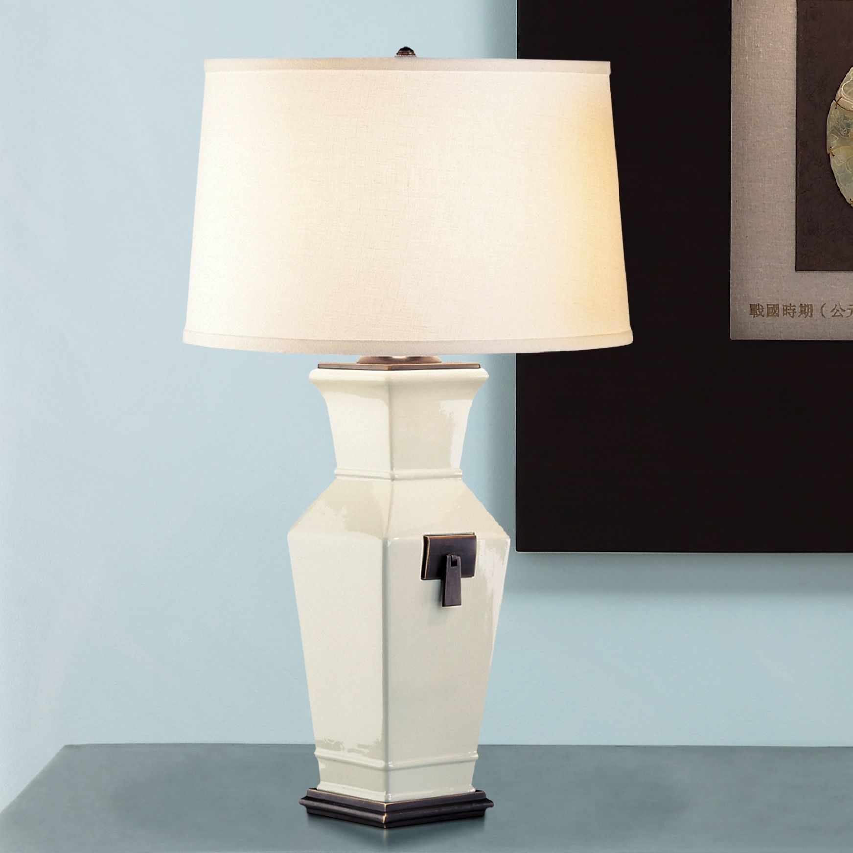 Shaolin Ceramic Jar Table Lamp in Celadon Green Finish 36449 Lamps