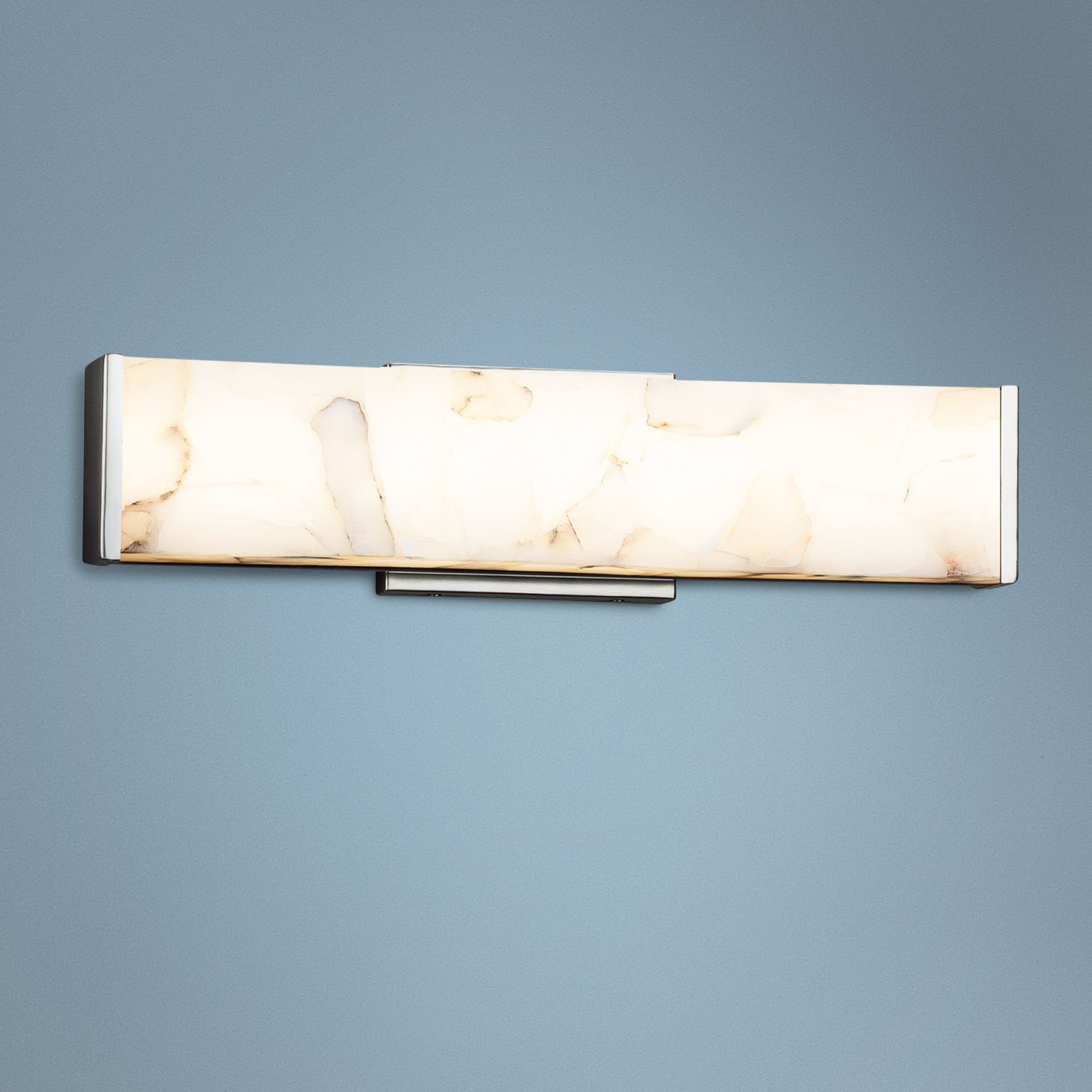 Alabaster Rocks! Latitude 18 1/2"W Nickel LED Bath Light 37E21