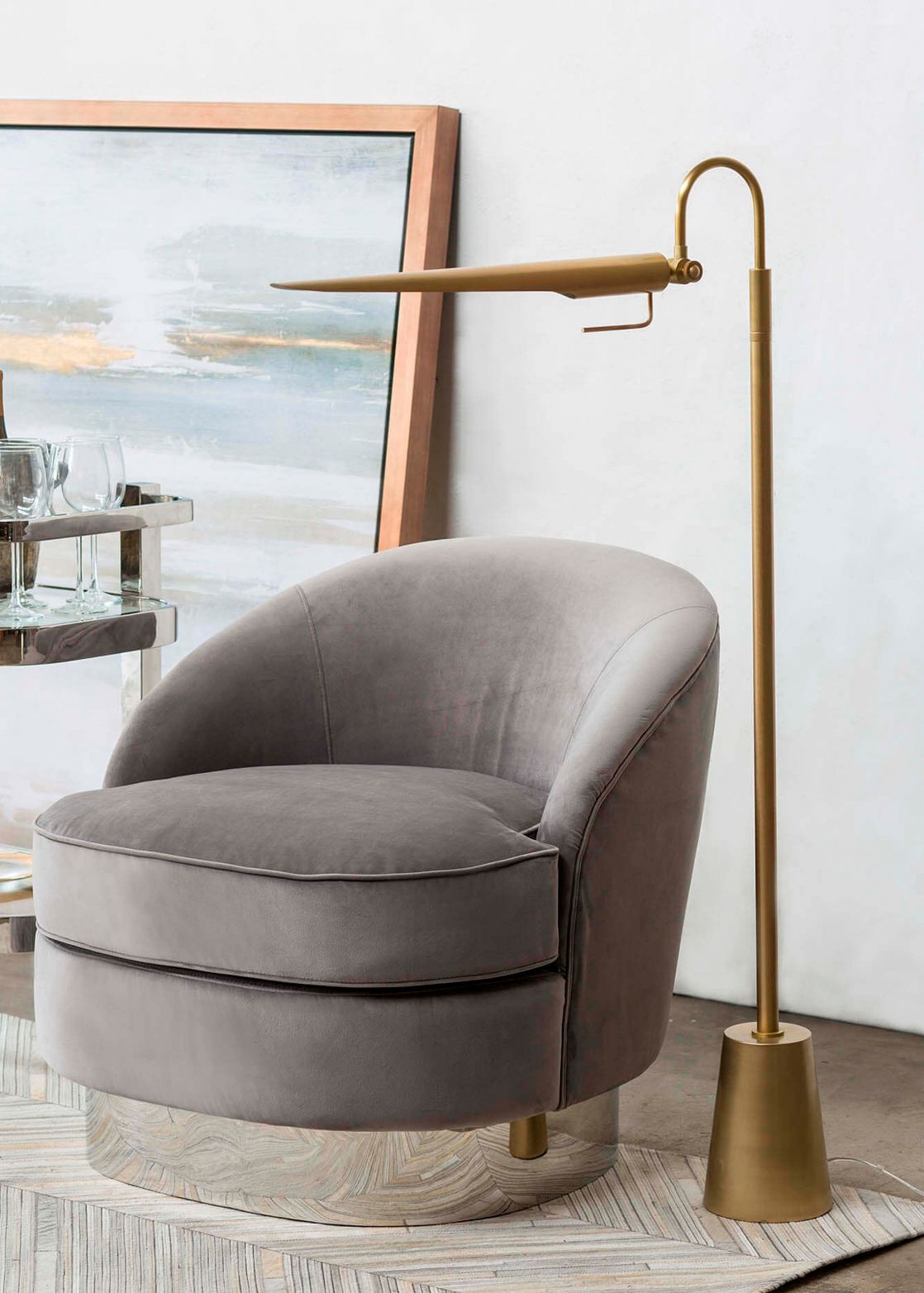 Raven Natural Brass Adjustable Floor Lamp 37K88 Lamps Plus