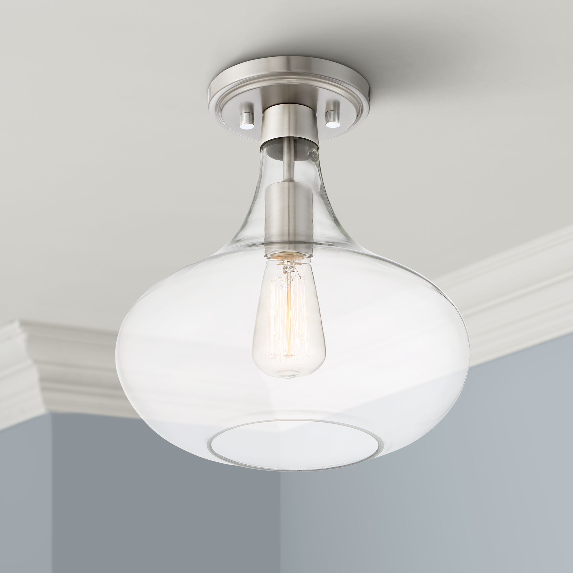 Possini Euro Cecil 11" Wide Brushed Nickel Ceiling Light 37T05