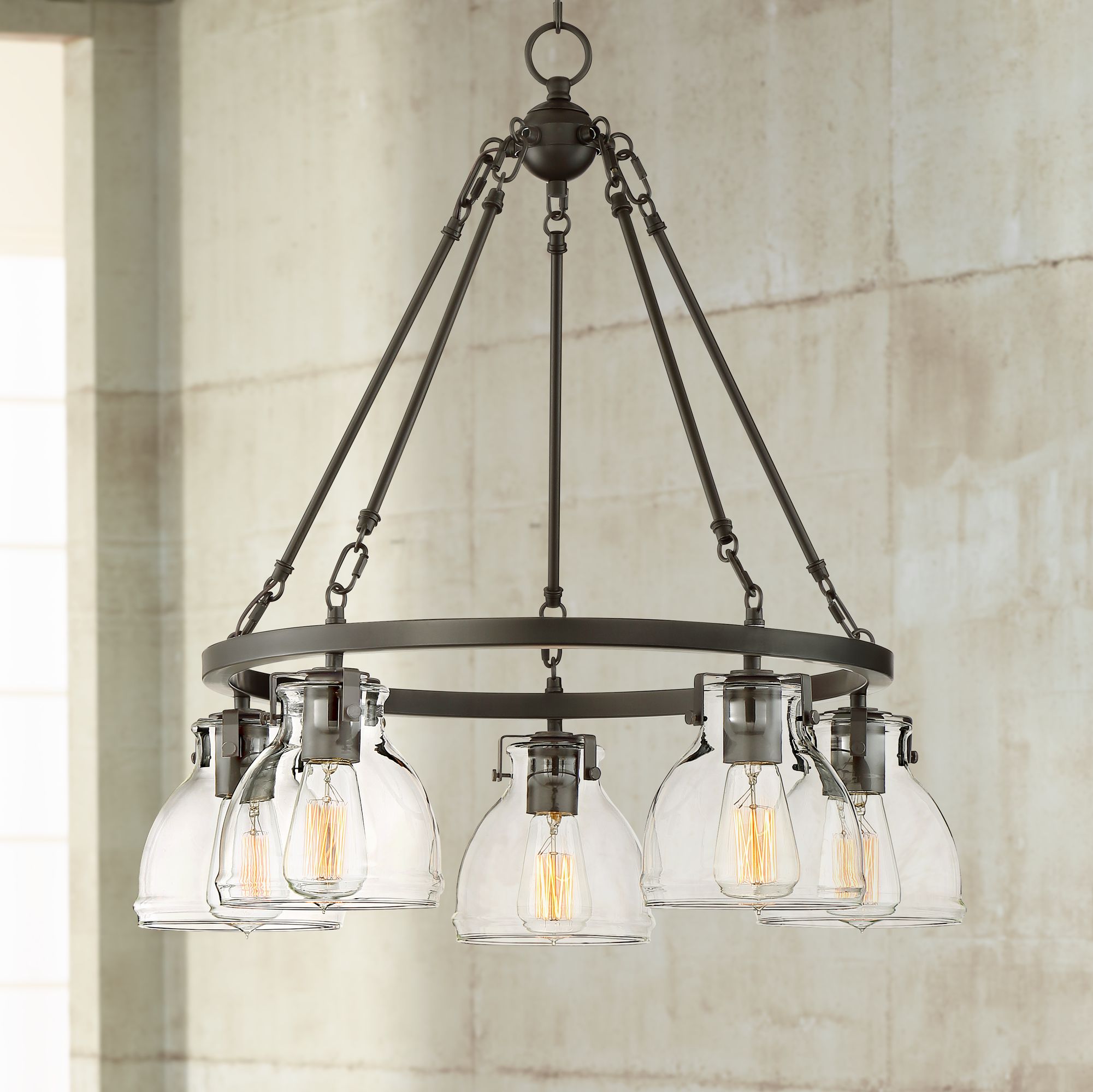 Possini Euro Bellis 25" Wide Bronze 5Light Pendant 39R18 Lamps Plus