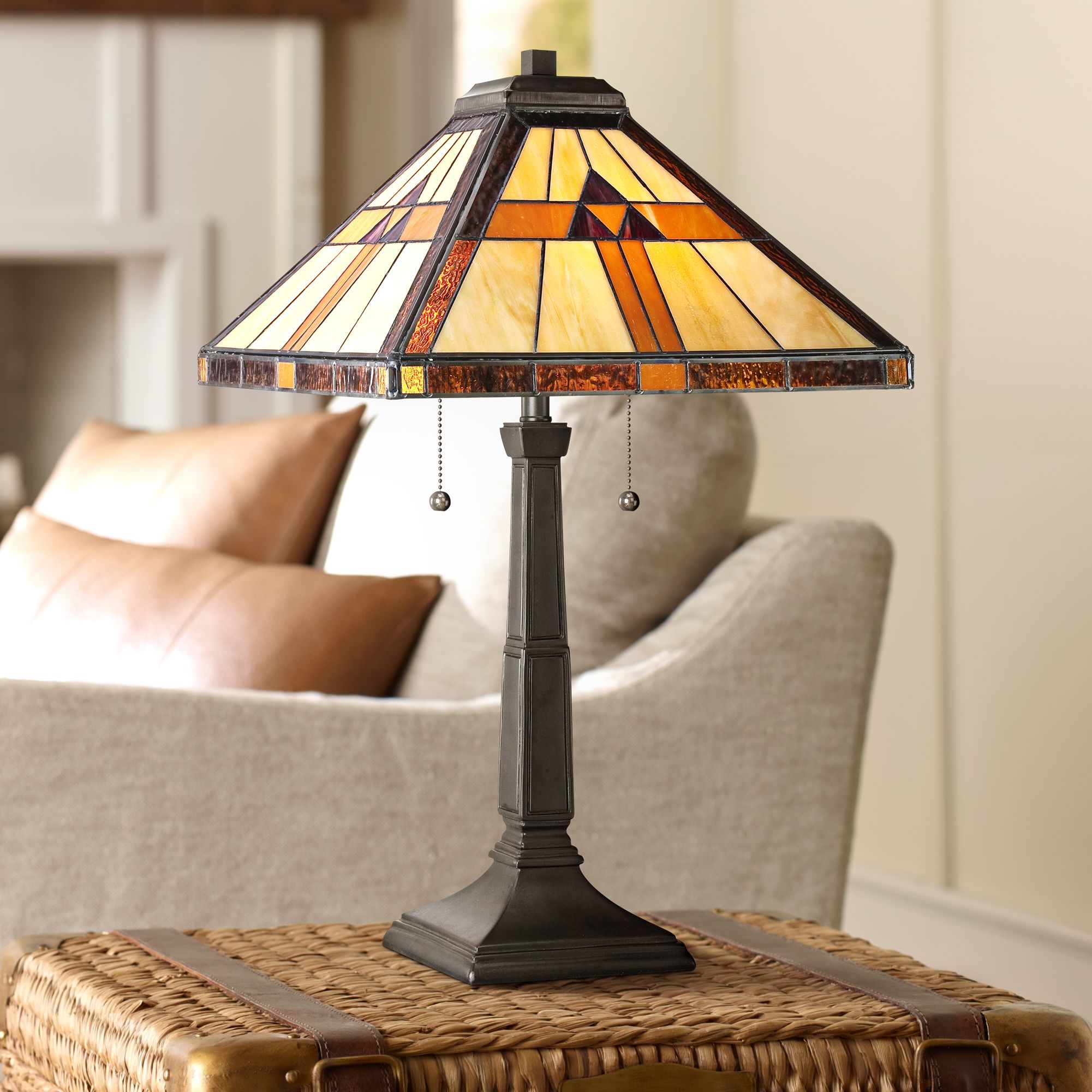 Quoizel Bryant TiffanyStyle Architectural Table Lamp 3X216 Lamps Plus