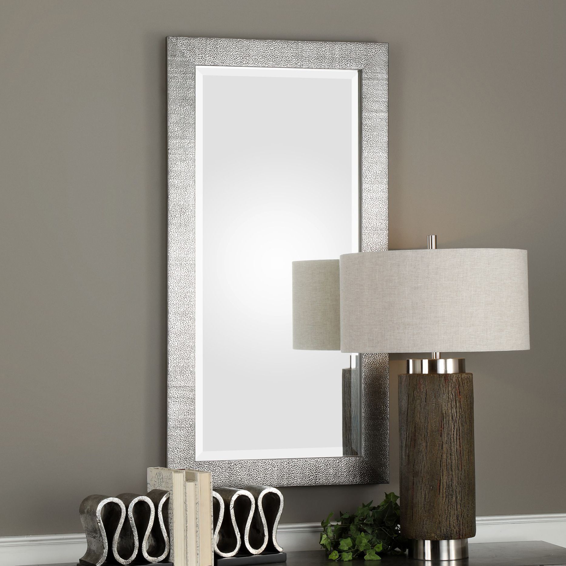 24 X 48 Wall Mirror Uttermost Tulare Metallic Silver 24" x 48" Wall Mirror 40R39 Lamps