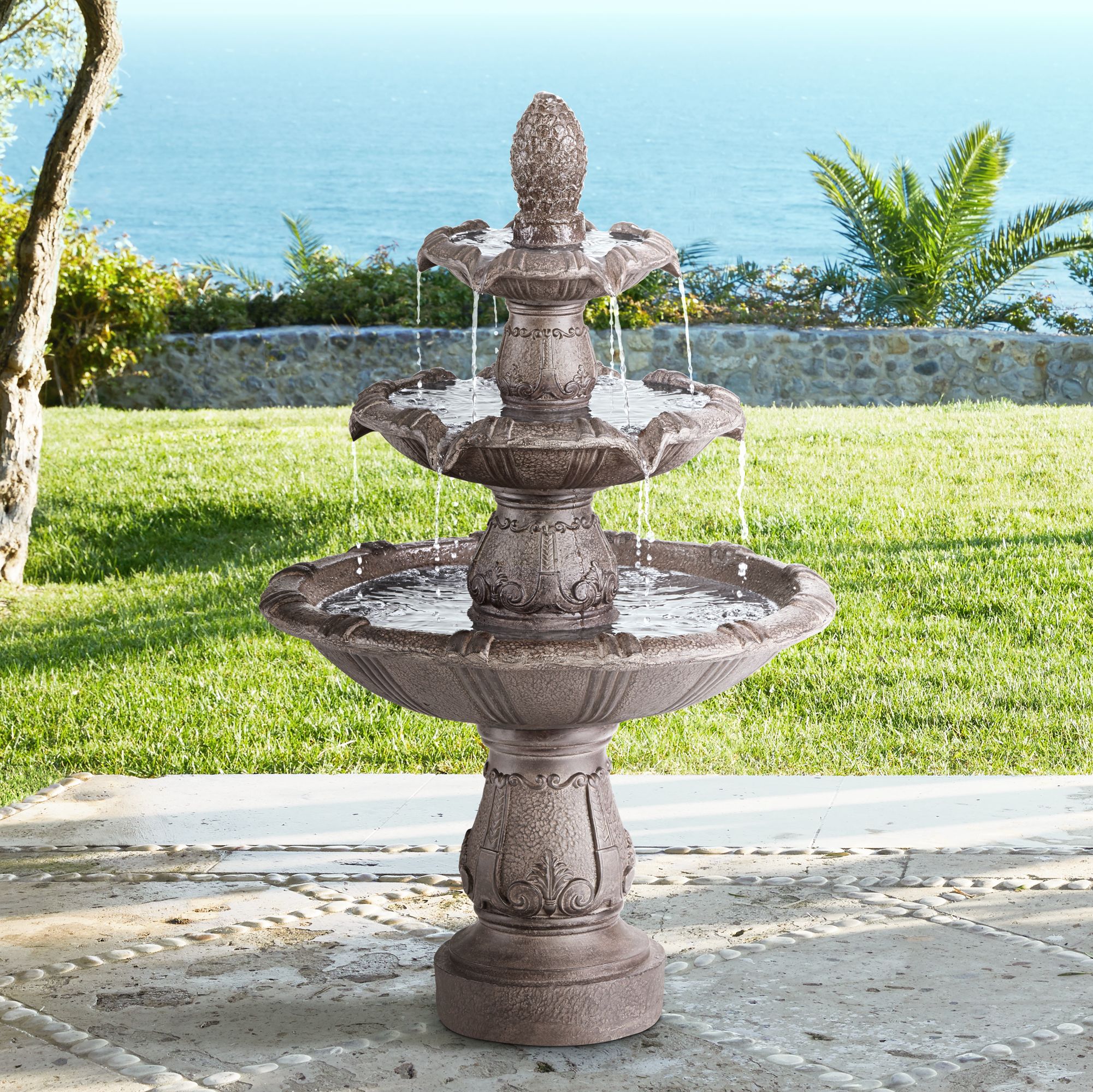 Peta 41" High Aged Bronze ThreeTier Indoor/Outdoor Fountain 40T77