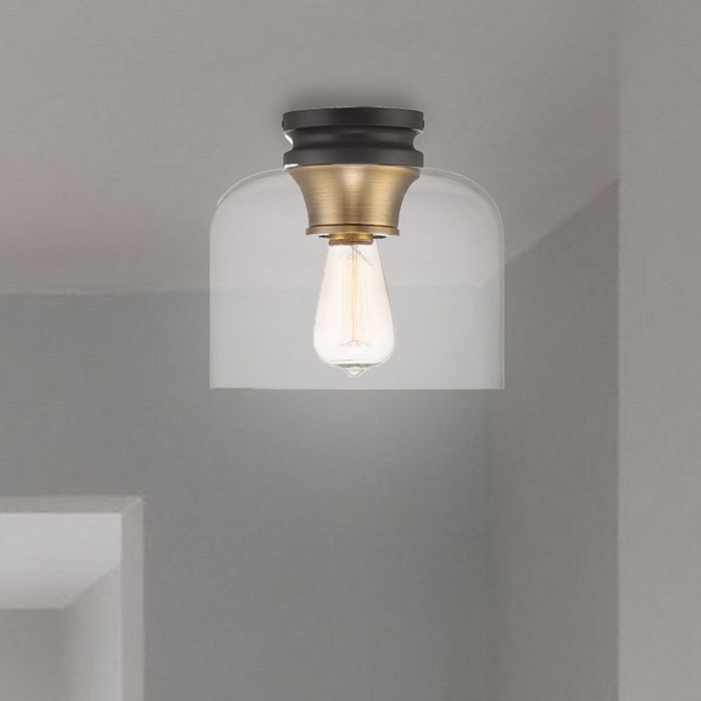 Ezra 9" Wide Vintage Bronze Ceiling Light 43D72 Lamps Plus