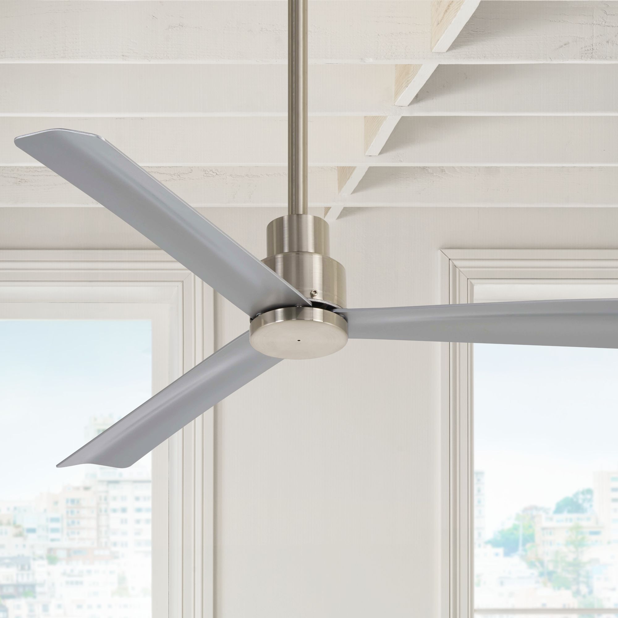 44" Minka Aire Simple Brushed Nickel Outdoor Ceiling Fan 45X24