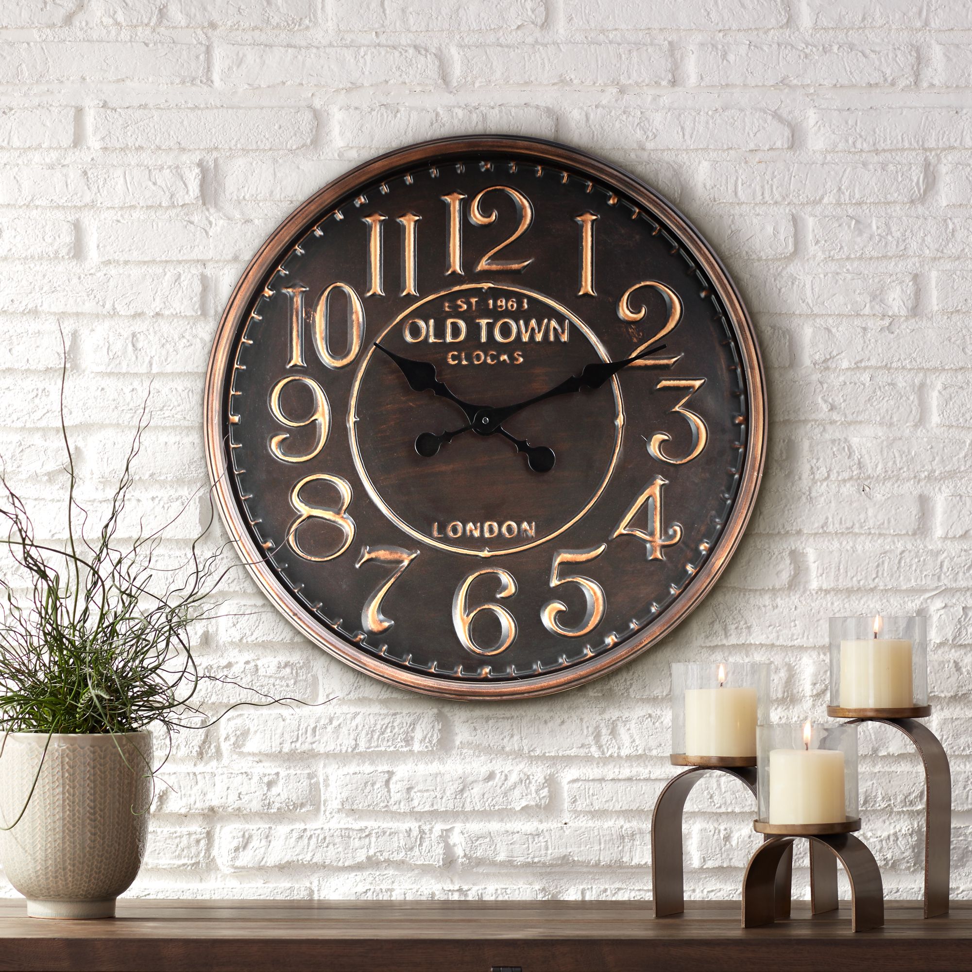 Est 1863 Old Town Round Wall Clock 47P93 Lamps Plus