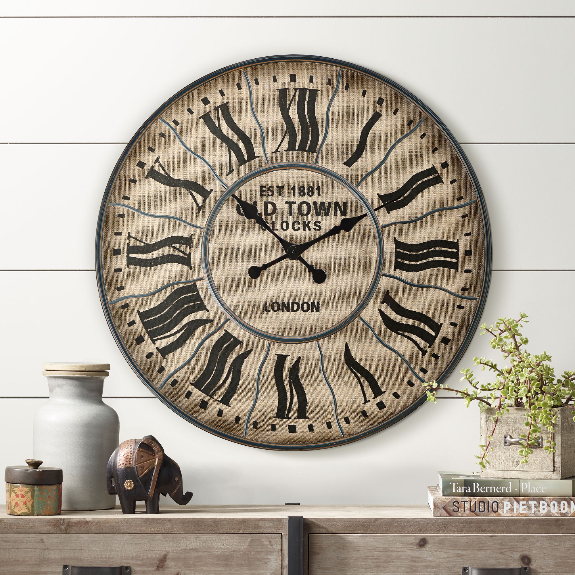 EST 1881 Old Town London 31 1/2" Round Wall Clock 47P97 Lamps Plus