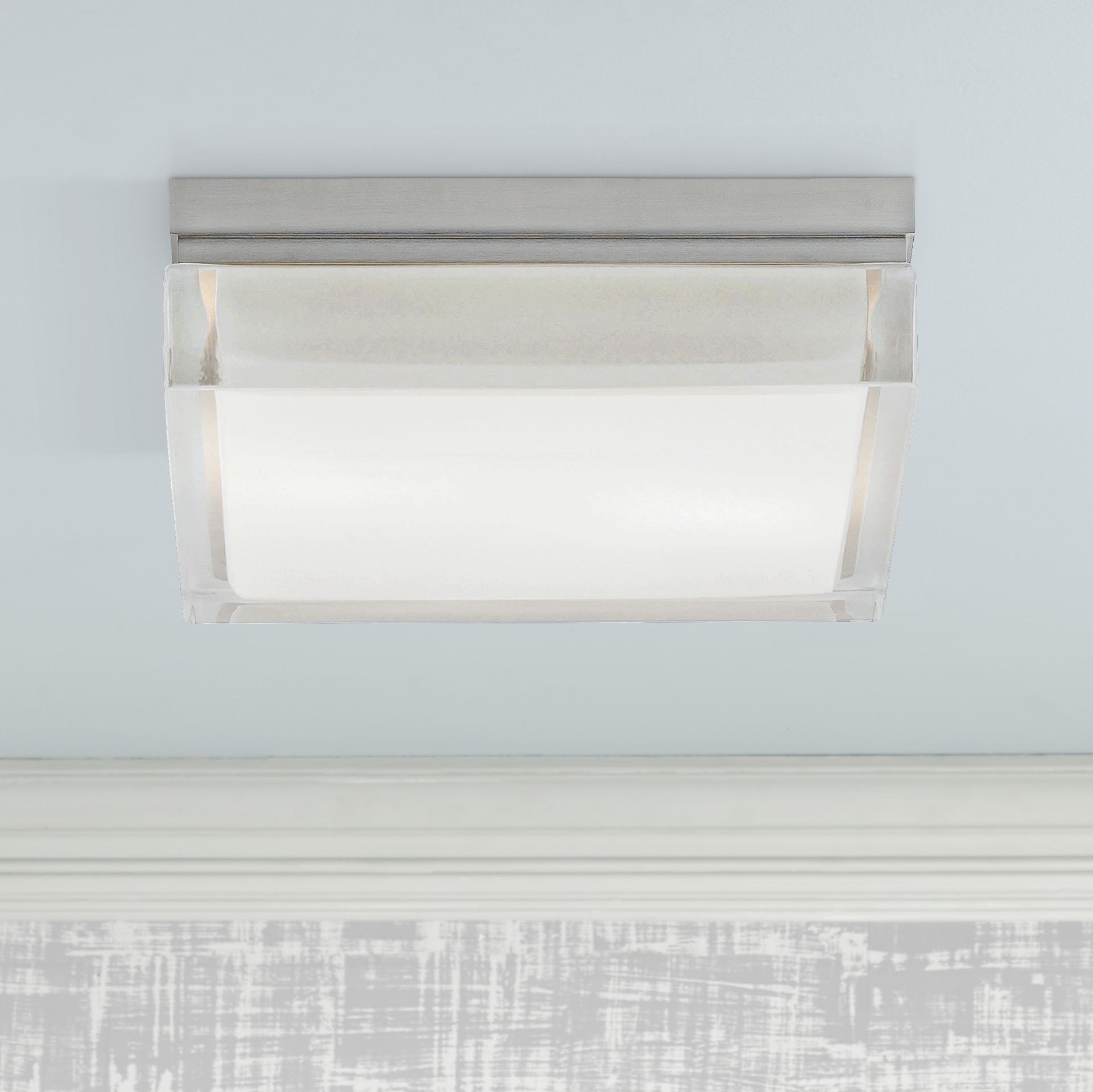 Tech Lighting Boxie 9"W Square Frost Glass Ceiling Light 48798