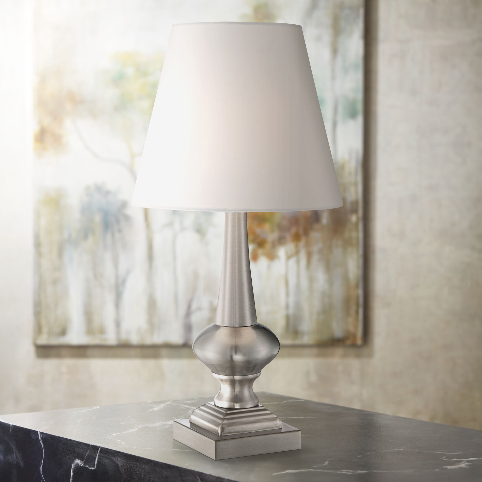 Brushed Nickel Finish 19" High Touch OnOff Table Lamp 4D847 Lamps