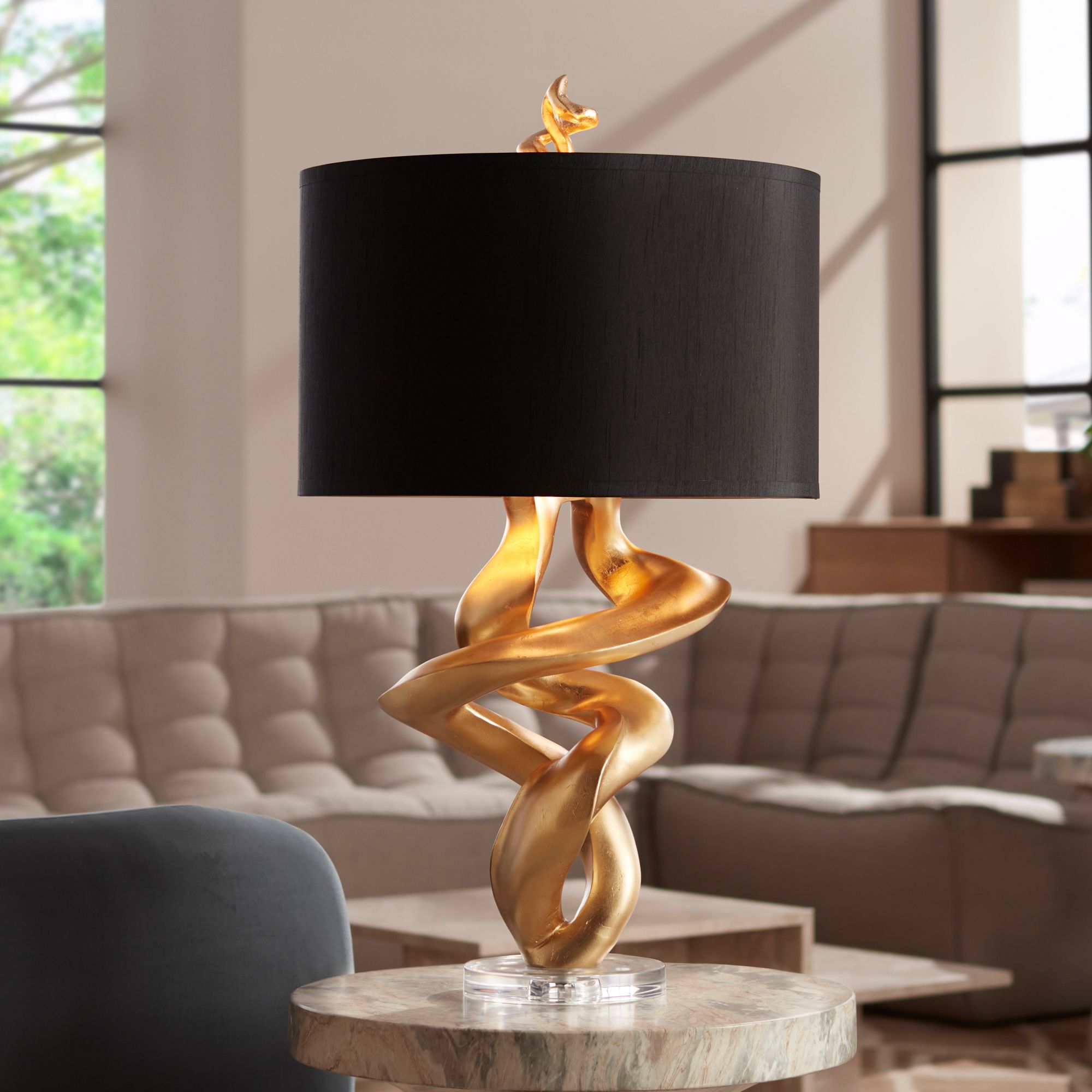 Kathy Ireland Tribal Impressions Gold Leaf Table Lamp 4F937 Lamps Plus