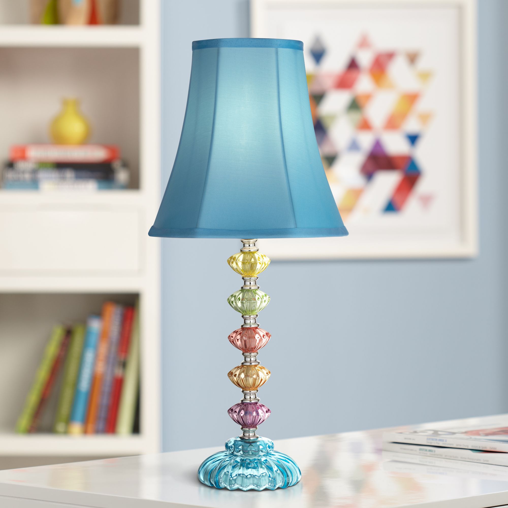 Bohemian Teal Blue Stacked Glass Table Lamp 4N710 Lamps Plus