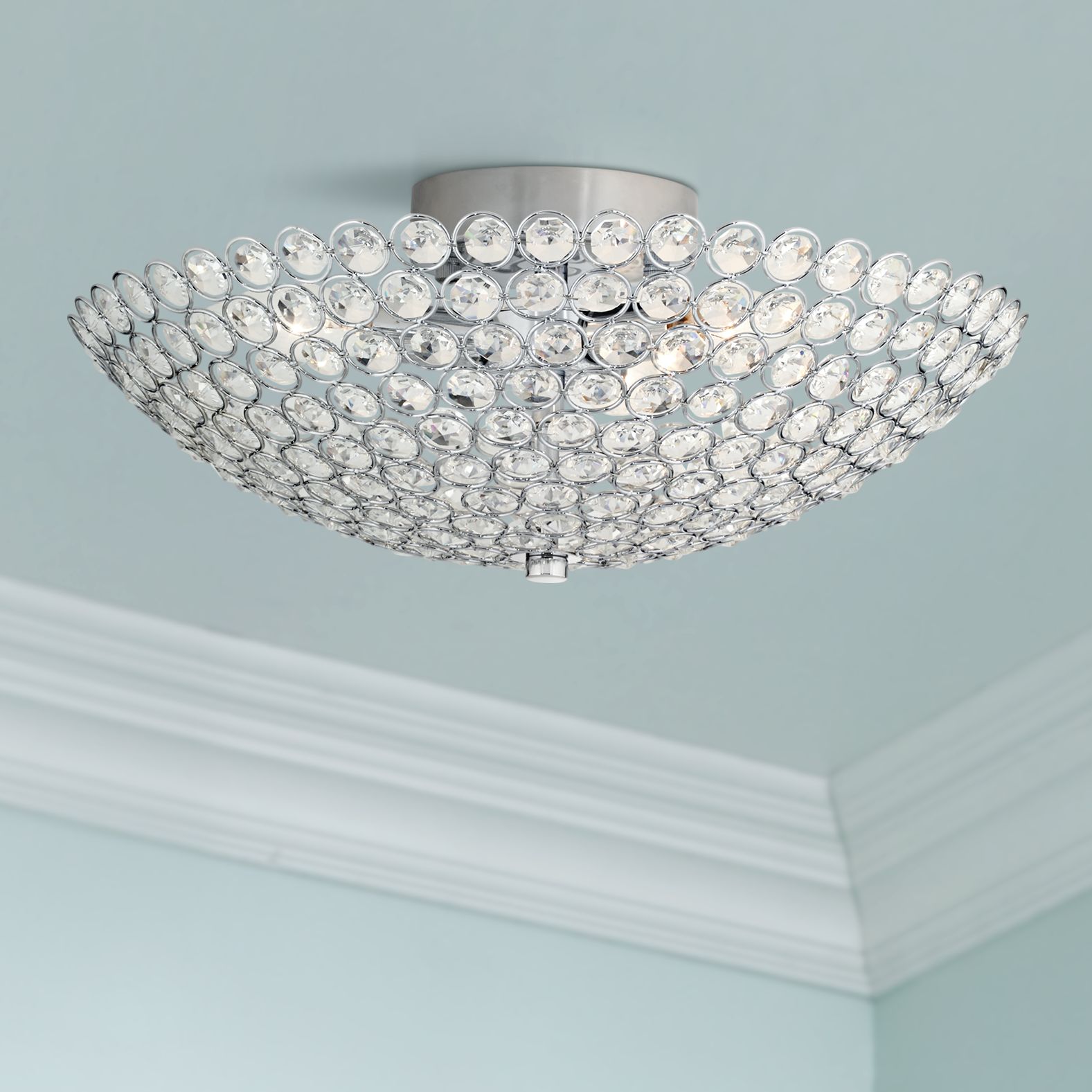 Possini Euro Design Geneva 12" Wide Crystal Ceiling Light