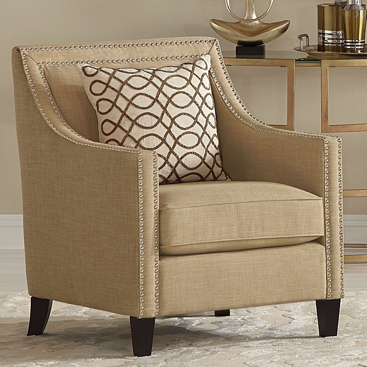 Flynn Heirloom Camel Upholstered Armchair 4W437 Lamps Plus