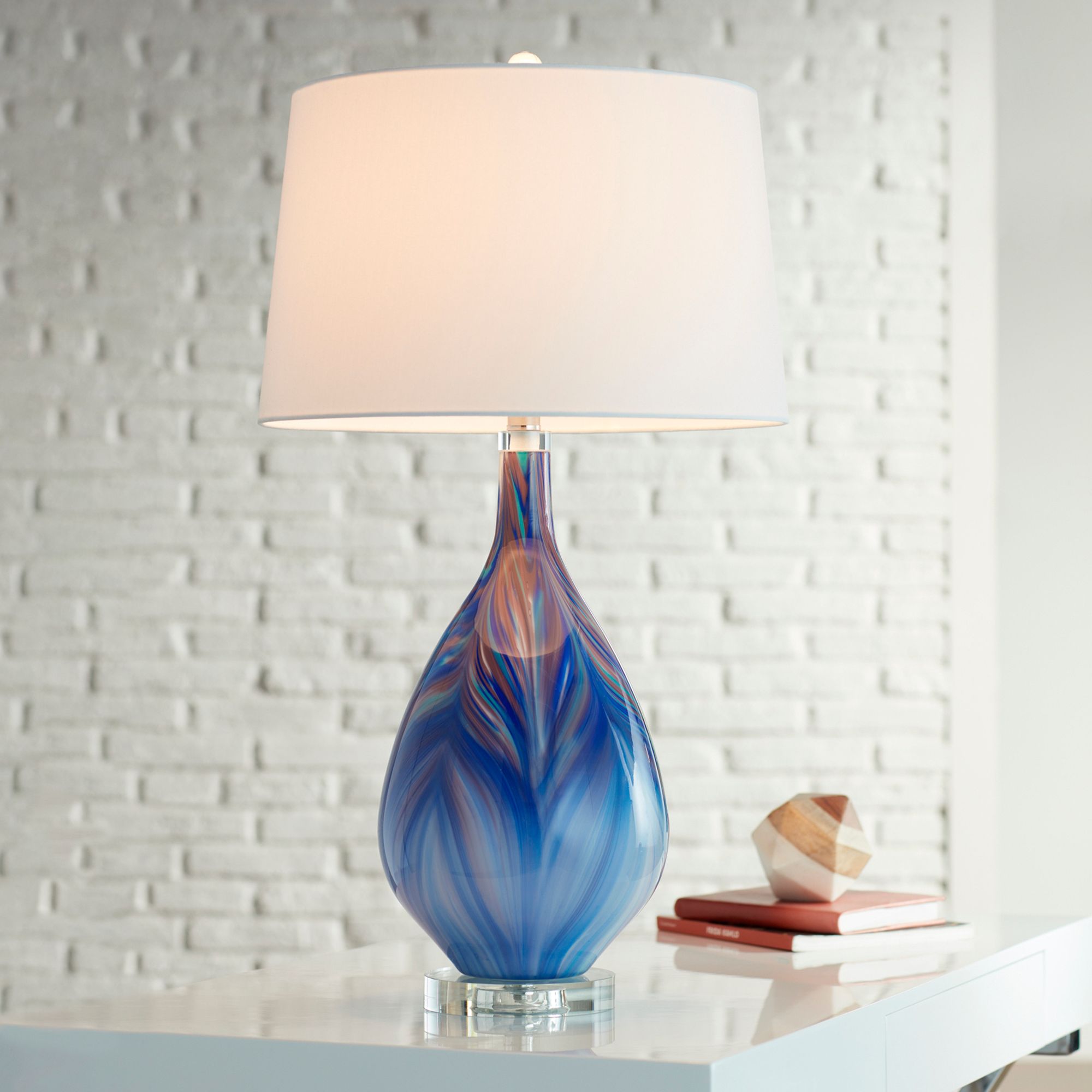 Possini Euro Taylor Blue Art Glass Table Lamp 55M57 Lamps Plus