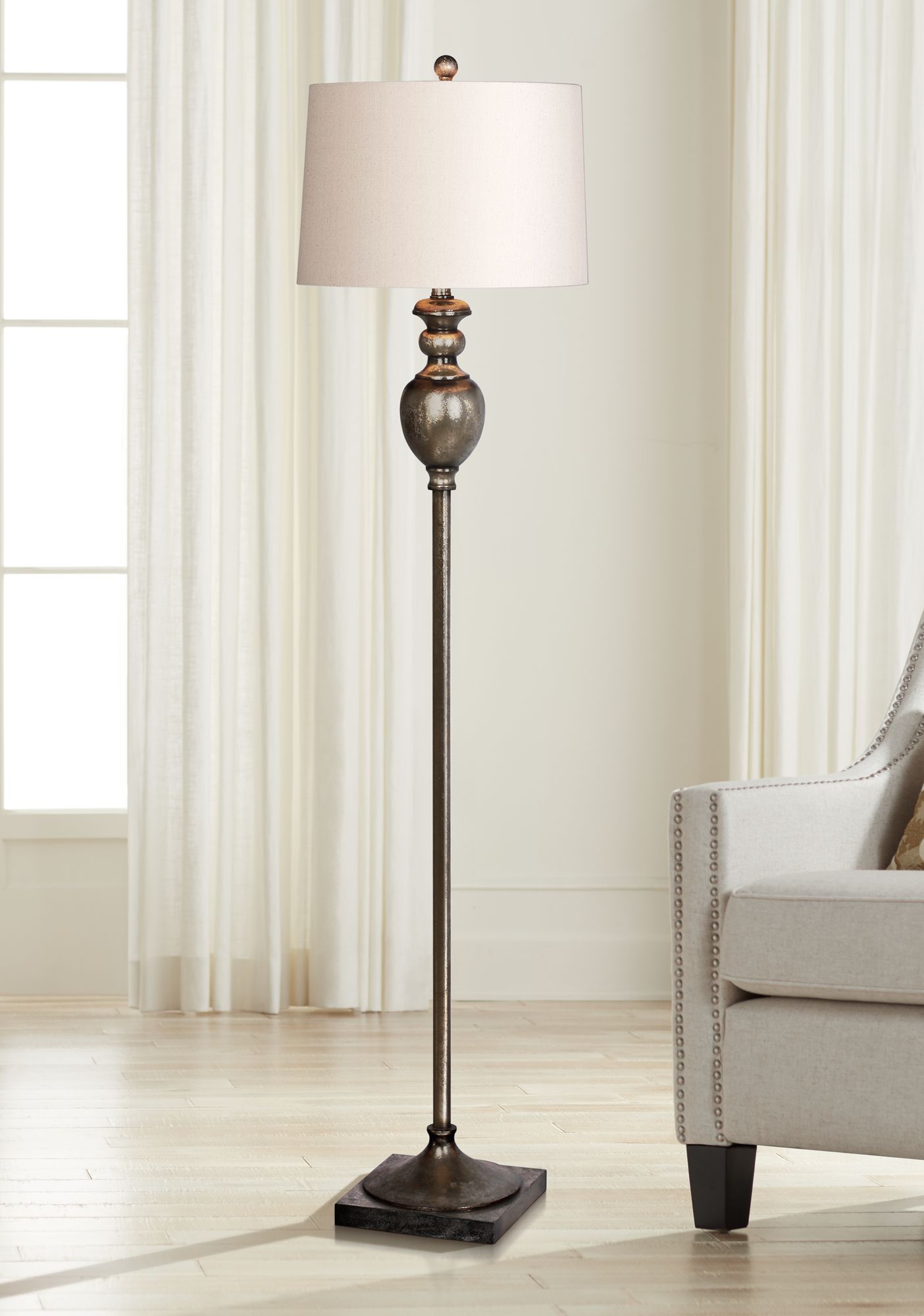 Harper Antique Gold Leaf Textured Urn Floor Lamp 55T44 Lamps Plus