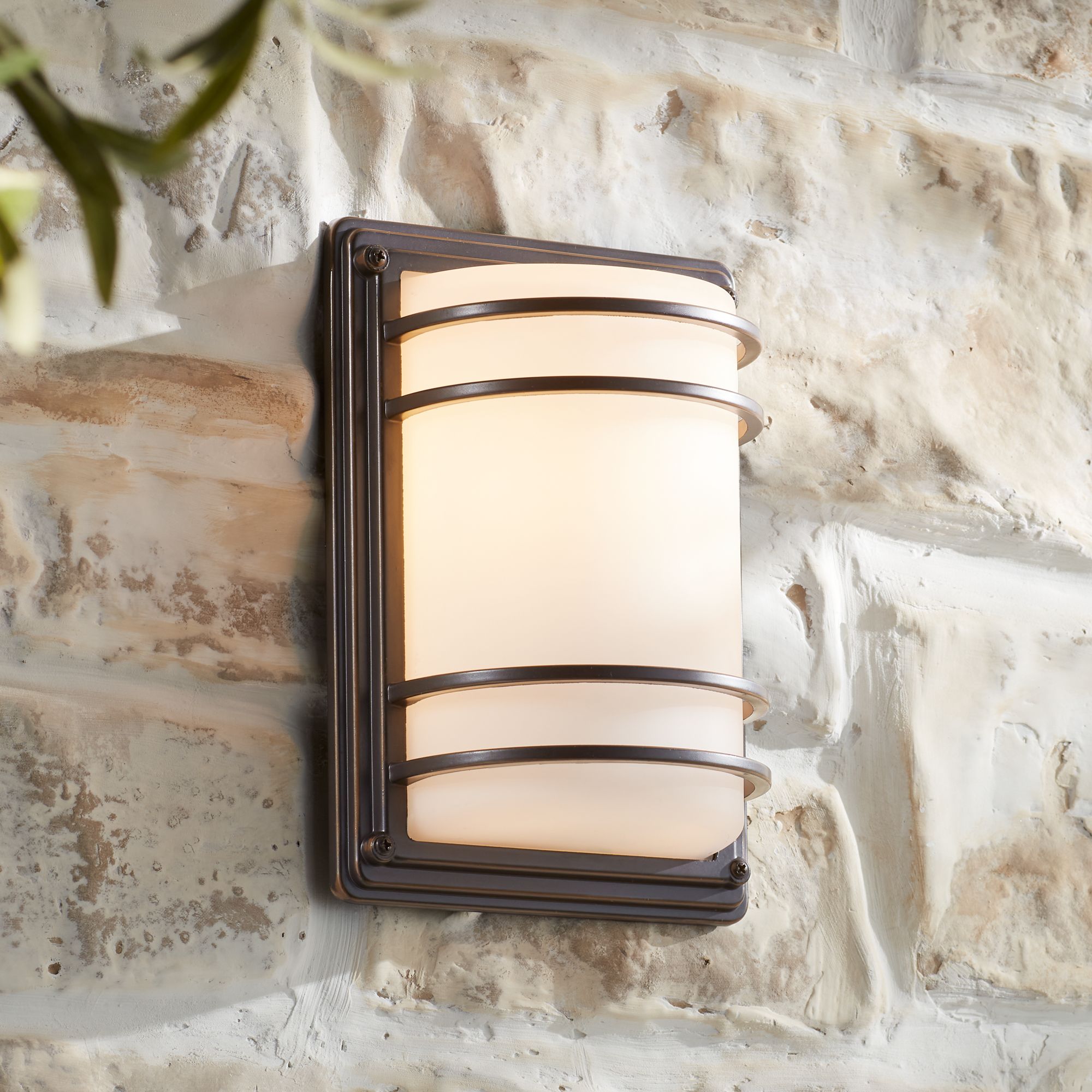 Habitat 11" High Bronze and Opal Glass Outdoor Wall Light 58343