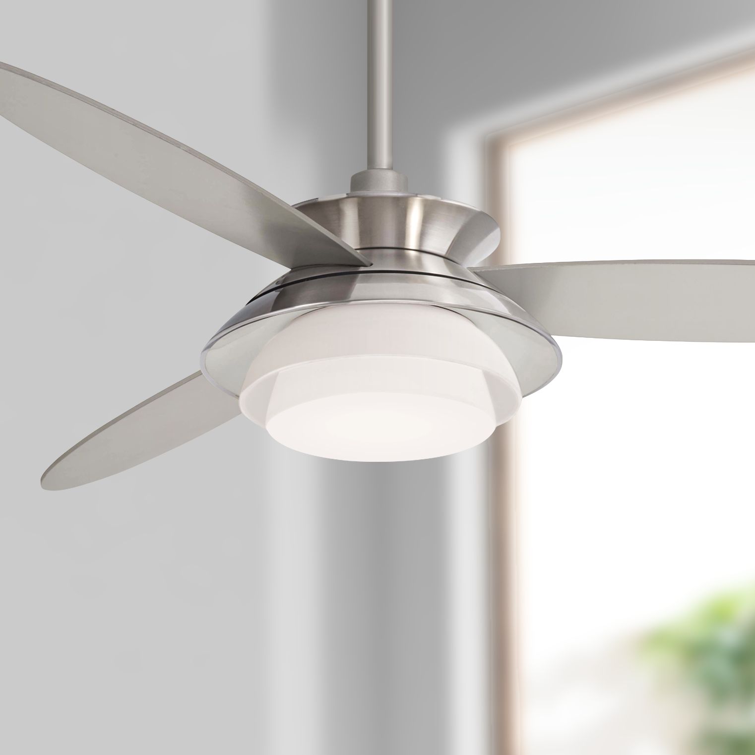 56" Minka Aire Stack Brushed Nickel Dimmable LED Ceiling Fan 58E43