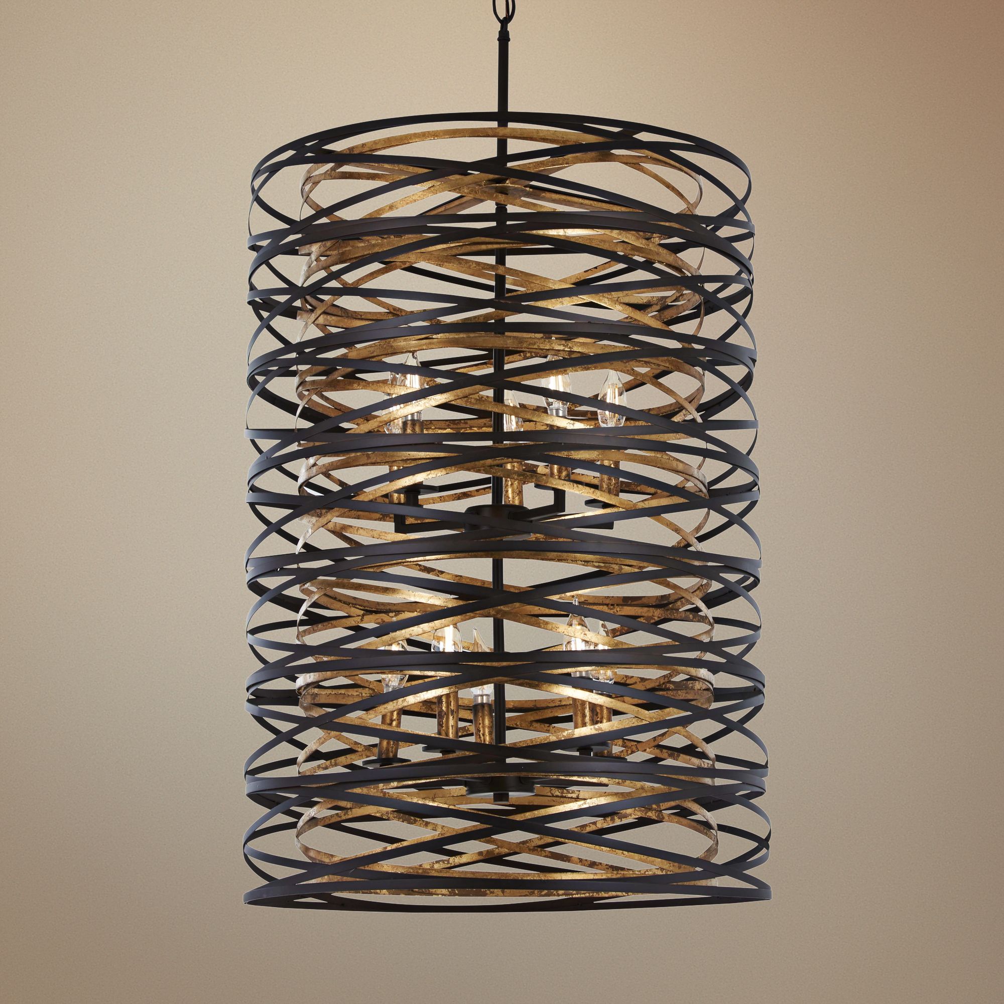 Vortic Flow 21" Wide Dark Bronze and Gold 10Light Pendant 58G24