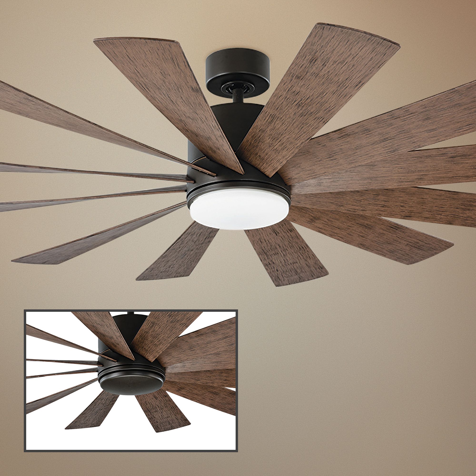 60" Modern Forms Windflower Bronze Wet LED Ceiling Fan 58V90 Lamps
