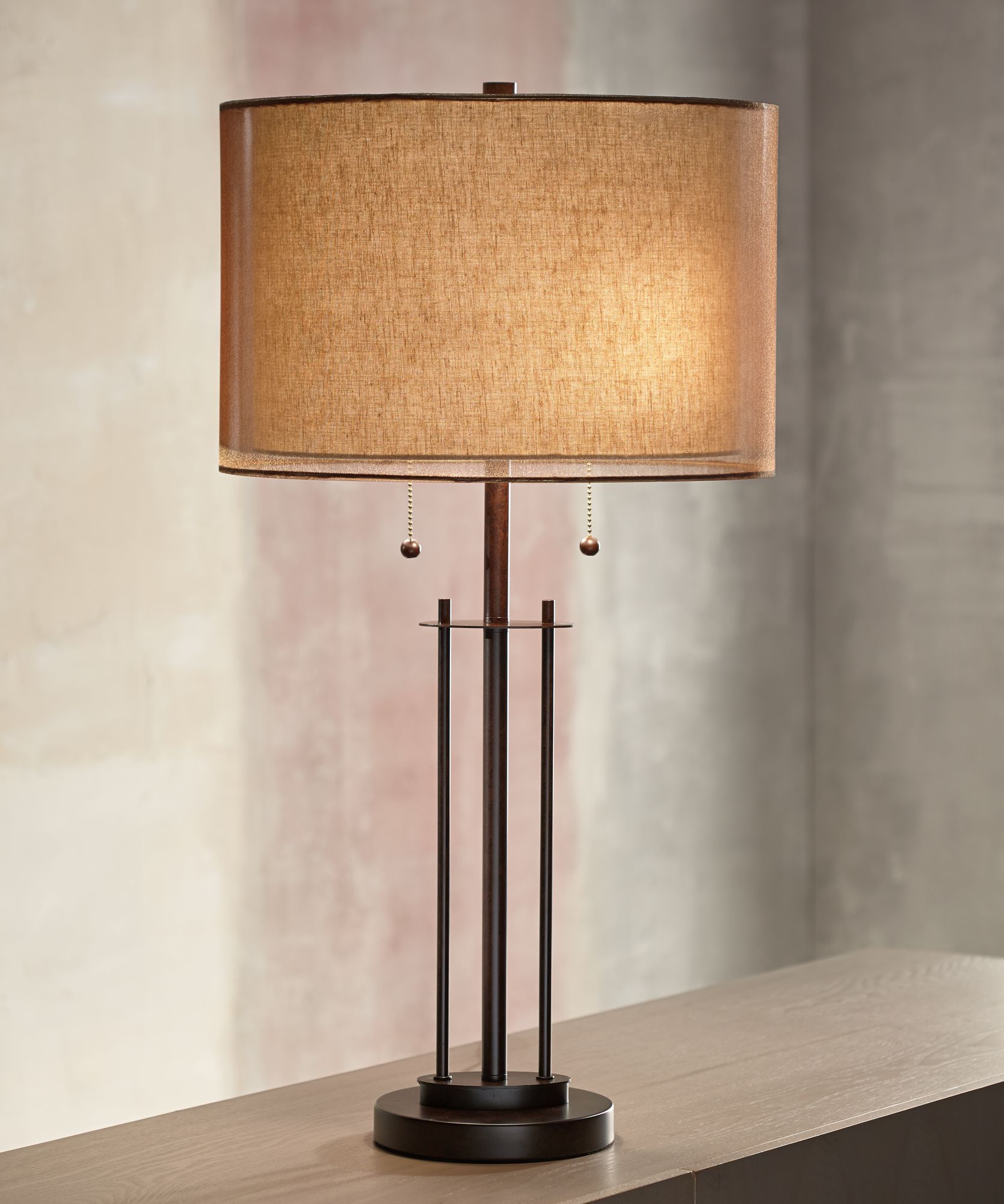 Howell Double Drum Shade Bronze Table Lamp 5Y471 Lamps Plus
