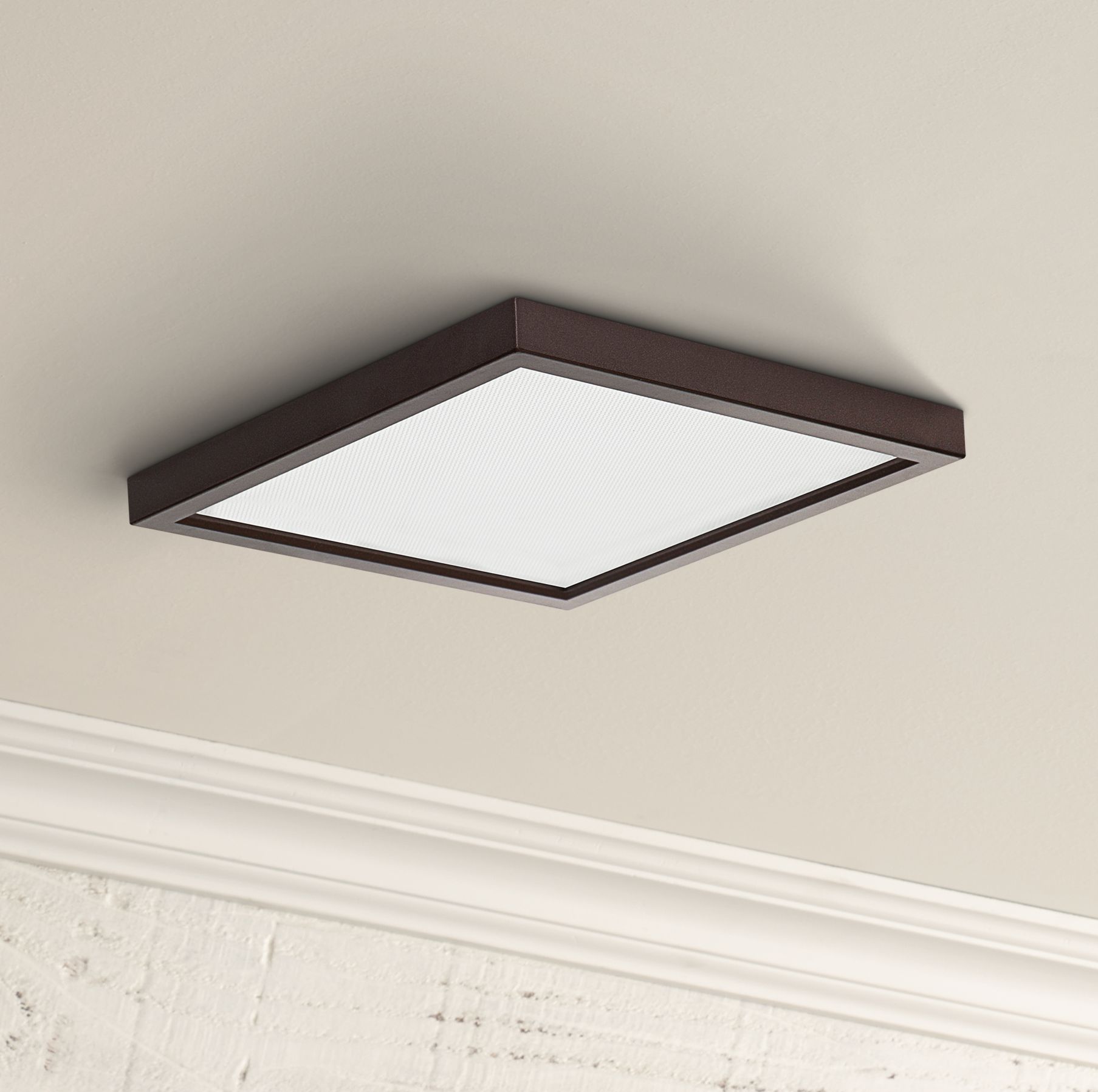 Pancake Disc 5 1/2" Square Bronze LED Outdoor Ceiling Light 61X50