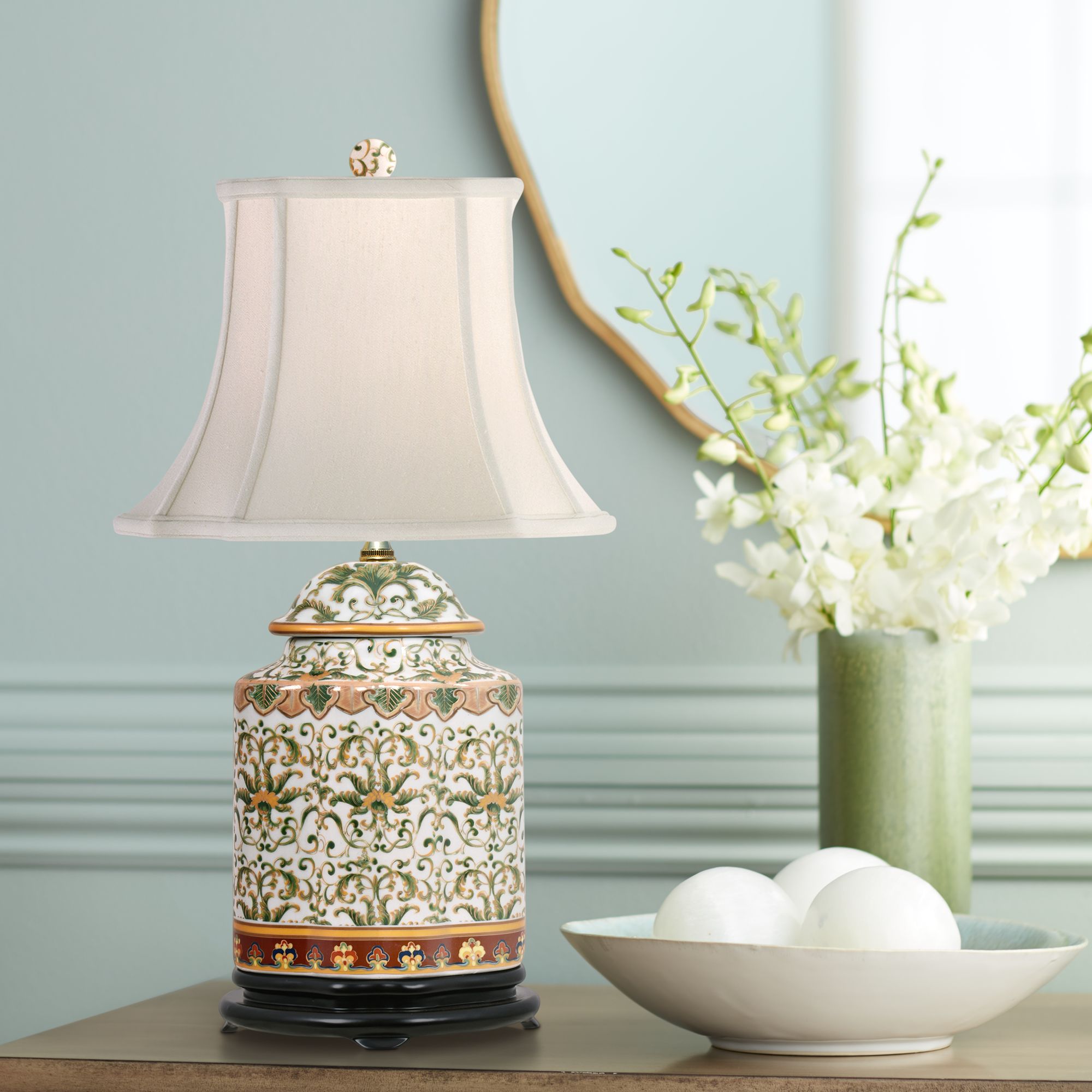 Akeno MultiColor Porcelain Tea Jar Accent Table Lamp 61Y57 Lamps Plus