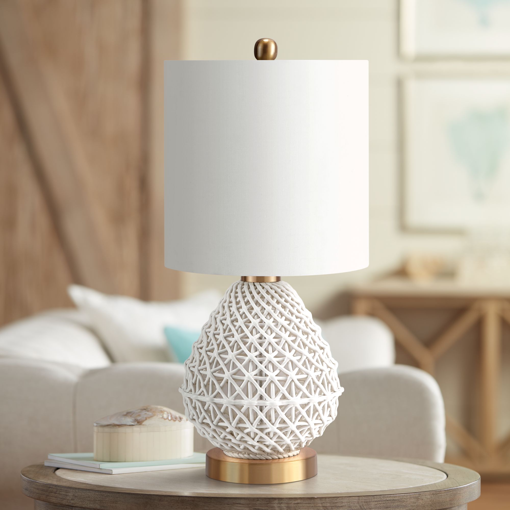 Melissa Hollow Ceramic Basket Weave Accent Table Lamp 62V98 Lamps Plus