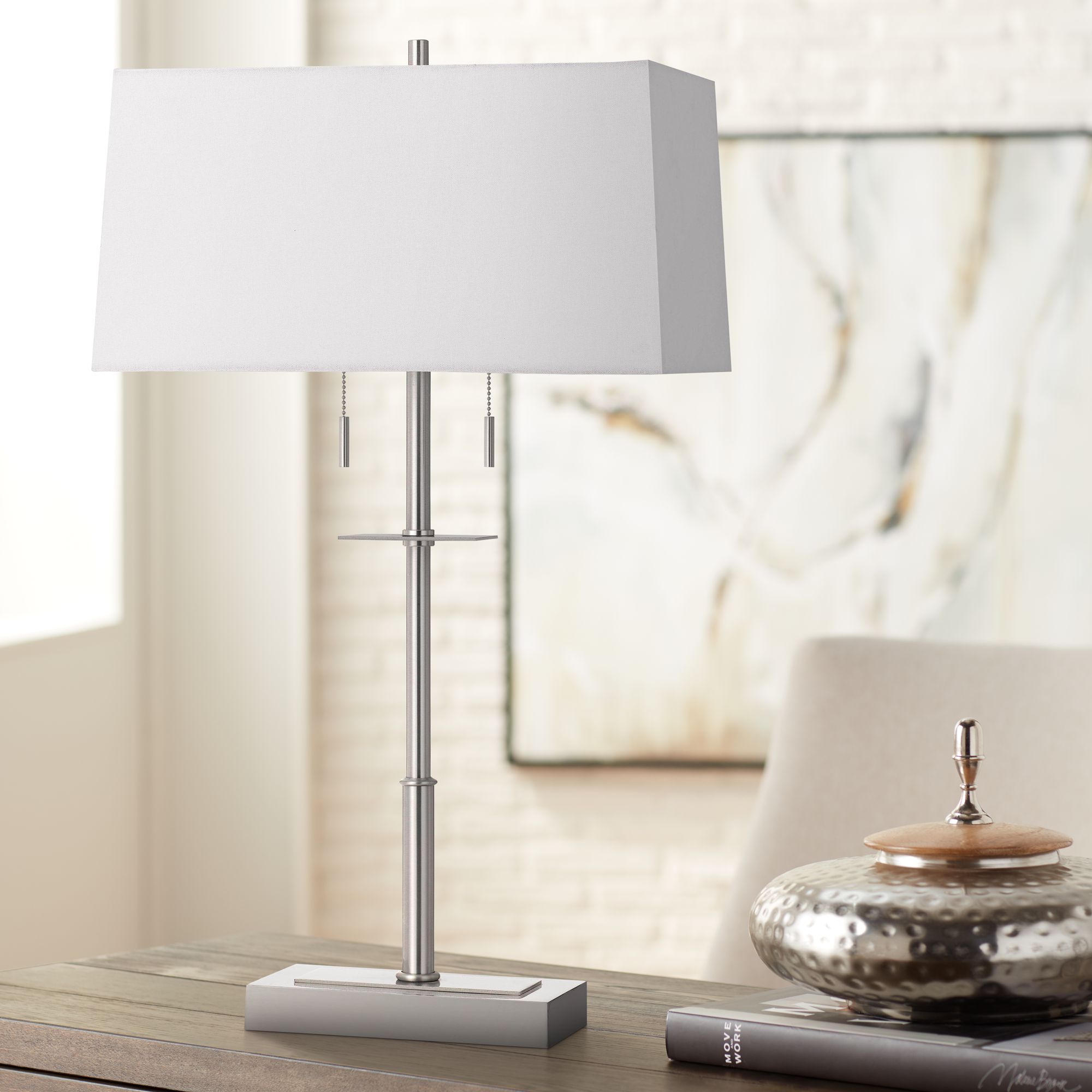Norwich Brushed Steel Metal Pole Table Lamp 63K09 Lamps Plus
