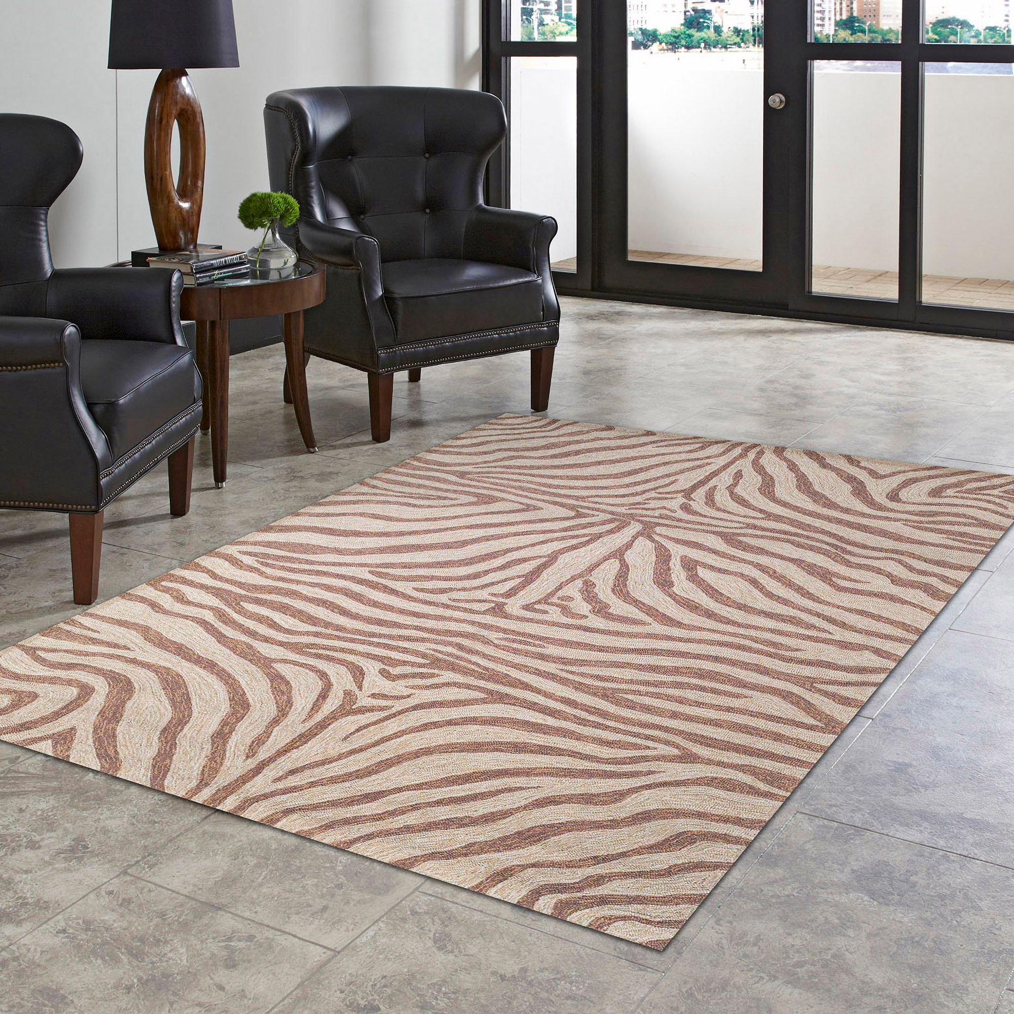 Ravella Zebra 2033/19 Brown IndoorOutdoor Area Rug 64K02 Lamps Plus