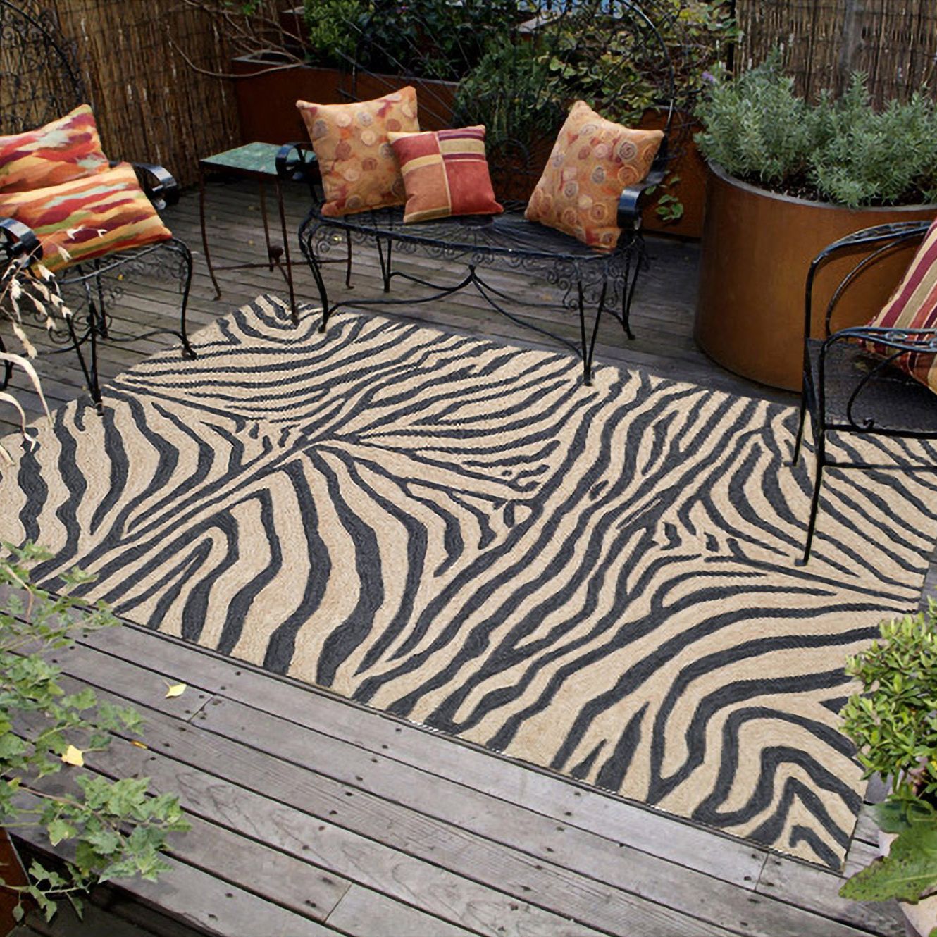 Ravella Black 2033/48 Zebra IndoorOutdoor Area Rug 64K49 Lamps Plus