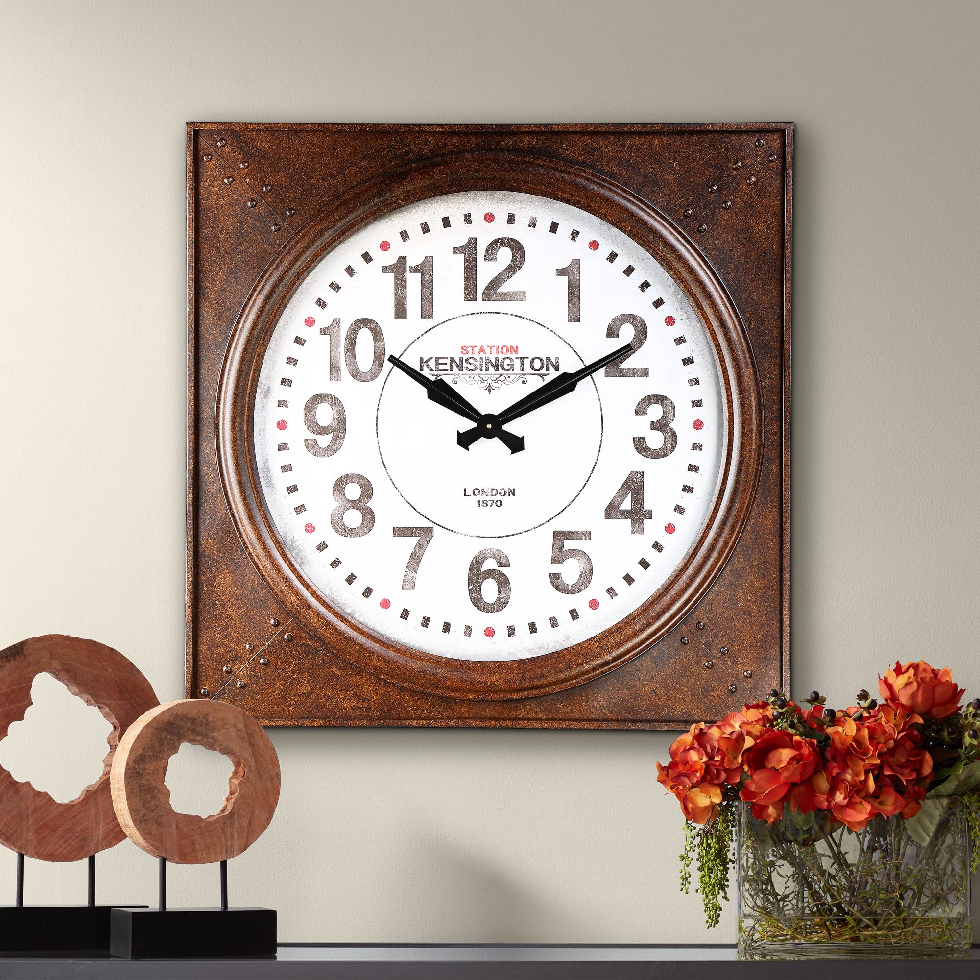 Kensington Station 26 1/4" Wide Square Metal Wall Clock 64K91