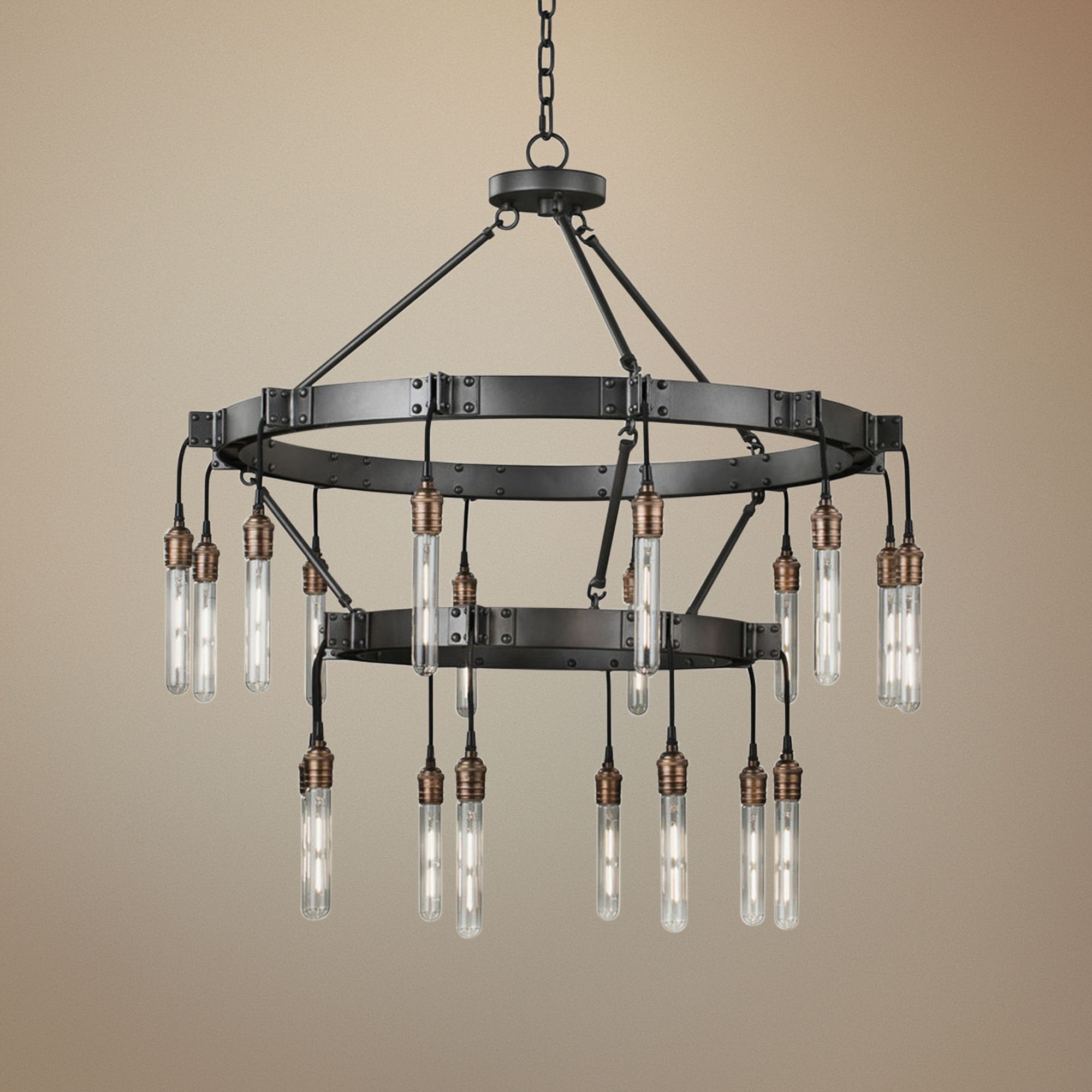 Stuyvesant 36"W Matte Gun Metal 20Light 2Tier Chandelier 64P30