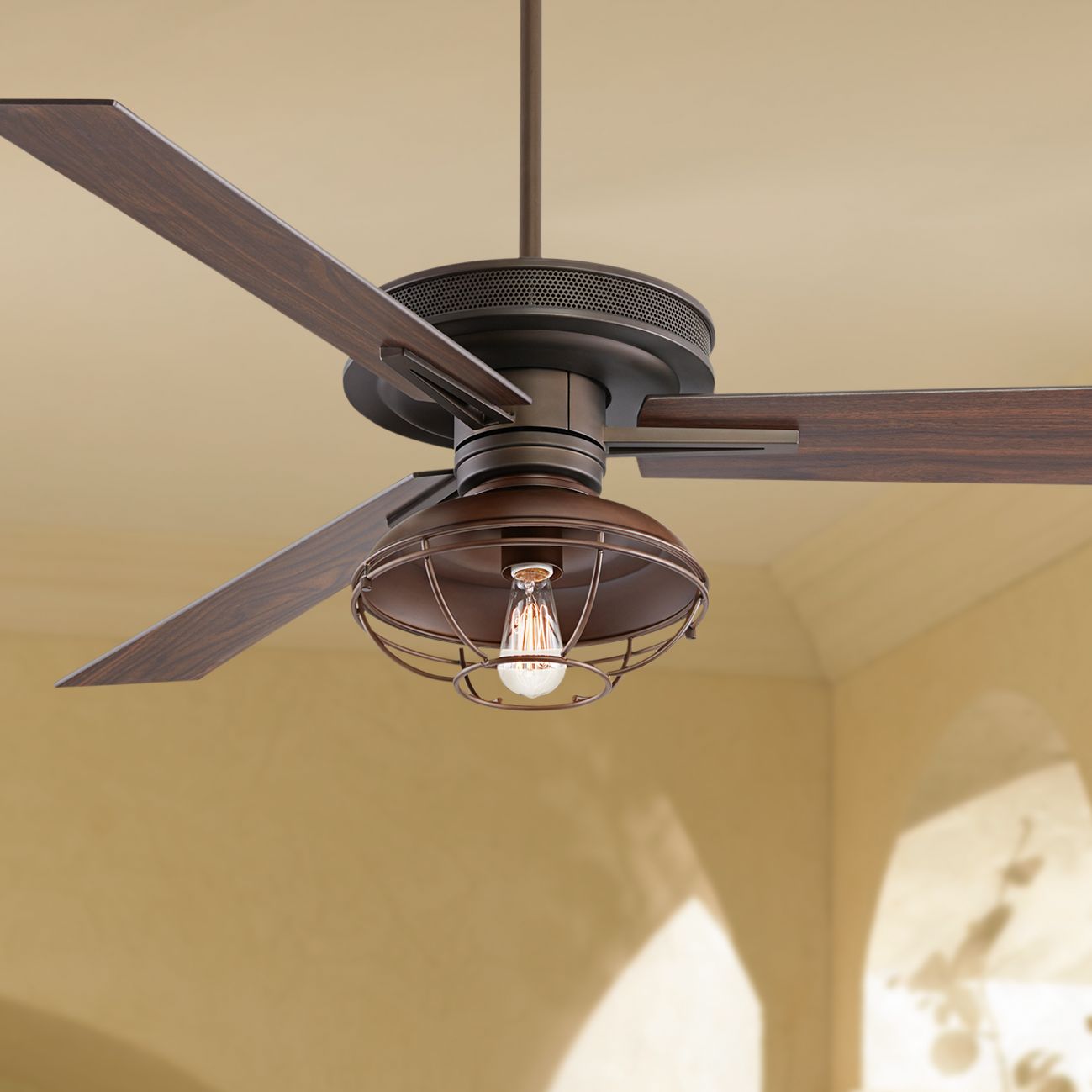 60" Taladega LED Franklin Park Bronze Damp Ceiling Fan 64V15 Lamps
