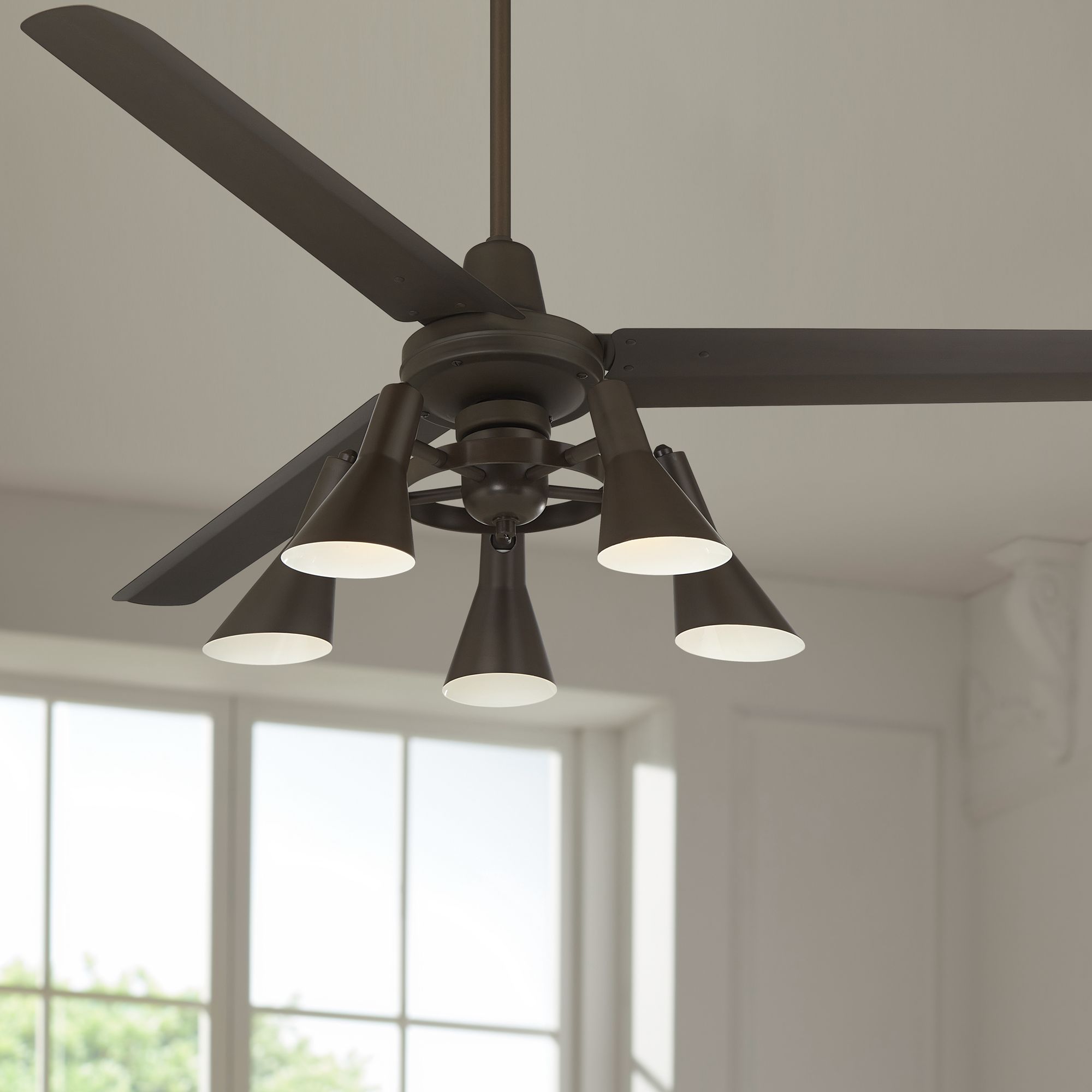 60" Casa Vieja Turbina DC Bronze LED Ceiling Fan 64V87 Lamps Plus