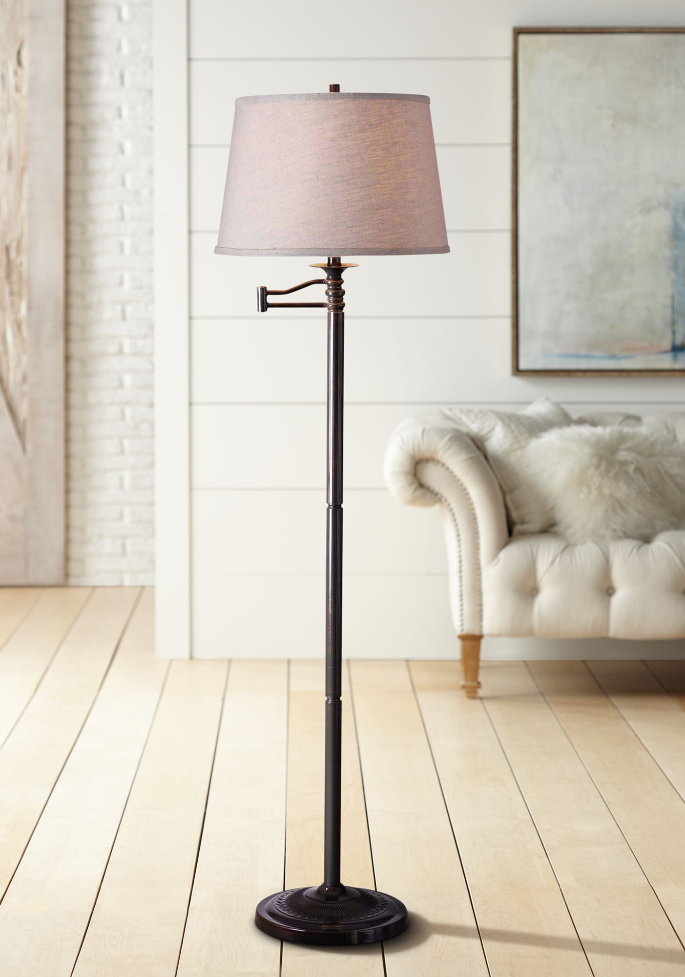 Kenroy Home Riverside Copper Bronze Swing Arm Floor Lamp 64W88