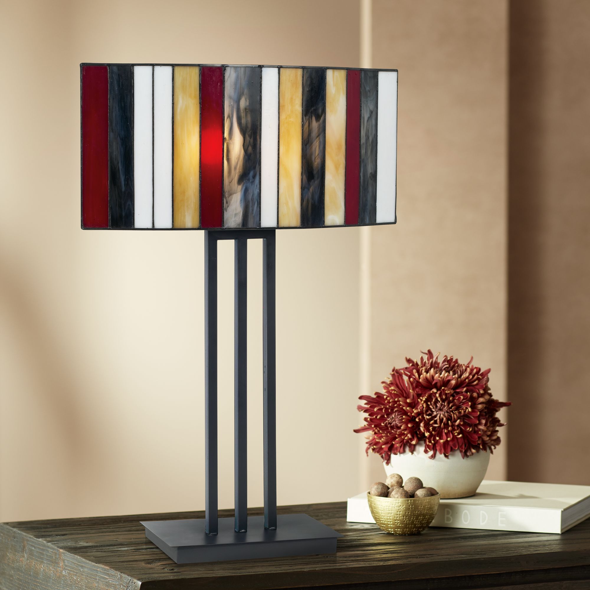 Striped Art Glass Iron Base Table Lamp 65251 Lamps Plus