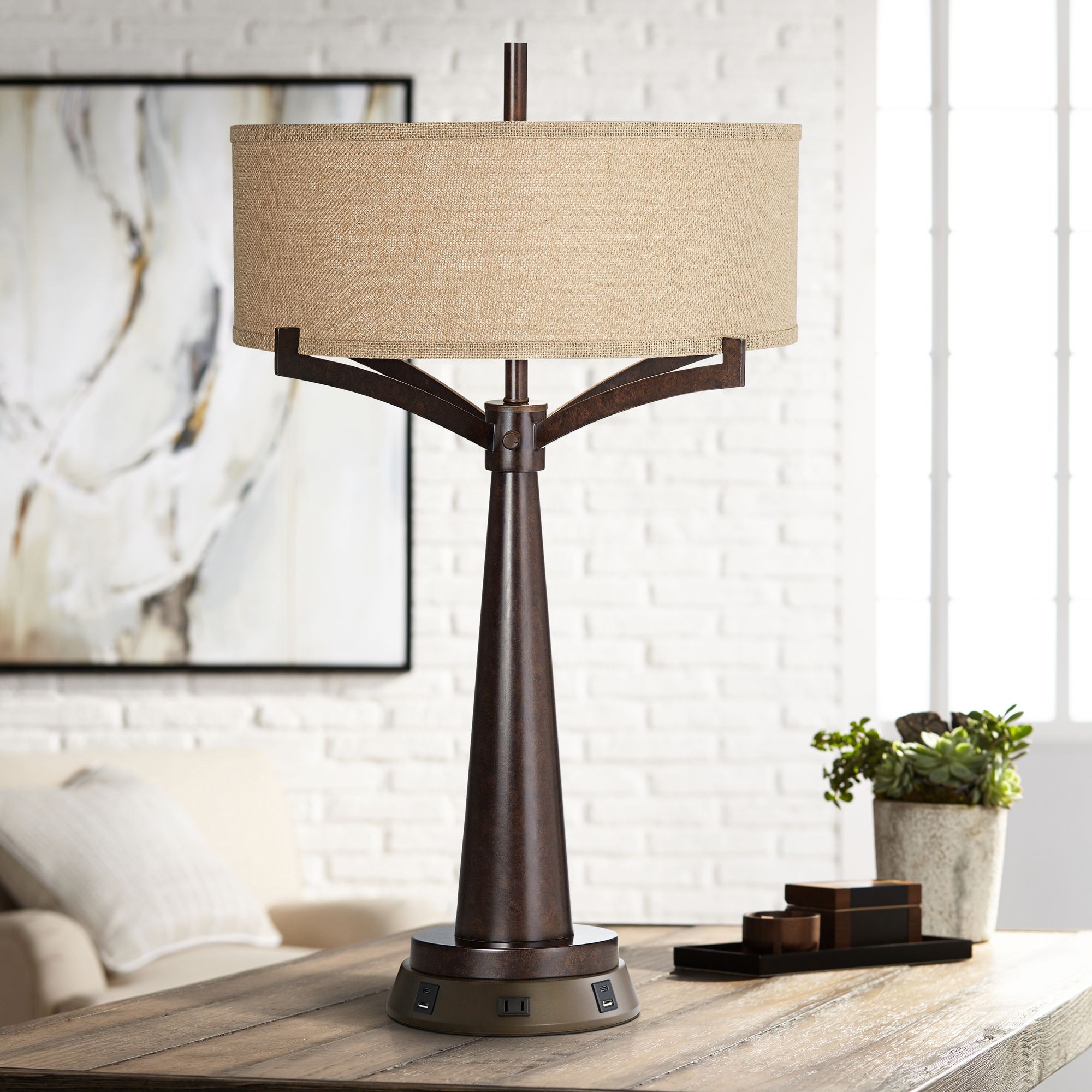 Tremont Bronze Iron Table Lamp with Workstation Base 65V00 Lamps Plus