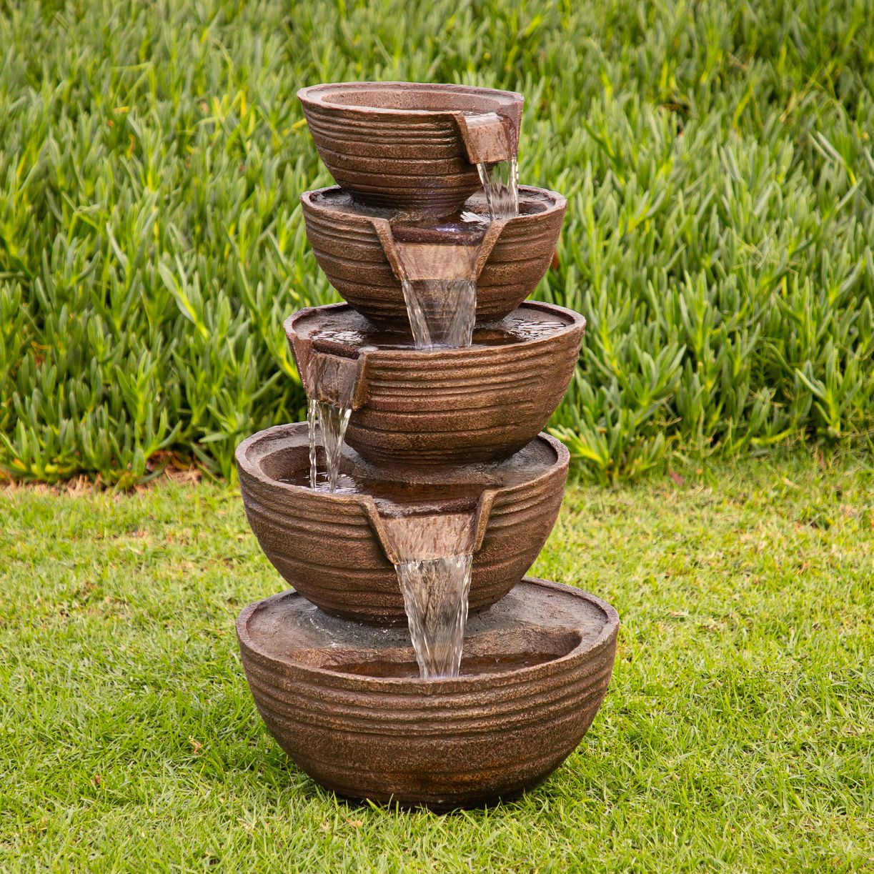 Bowls 34" High 5Tier IndoorOutdoor LED Waterfall Fountain 66F54
