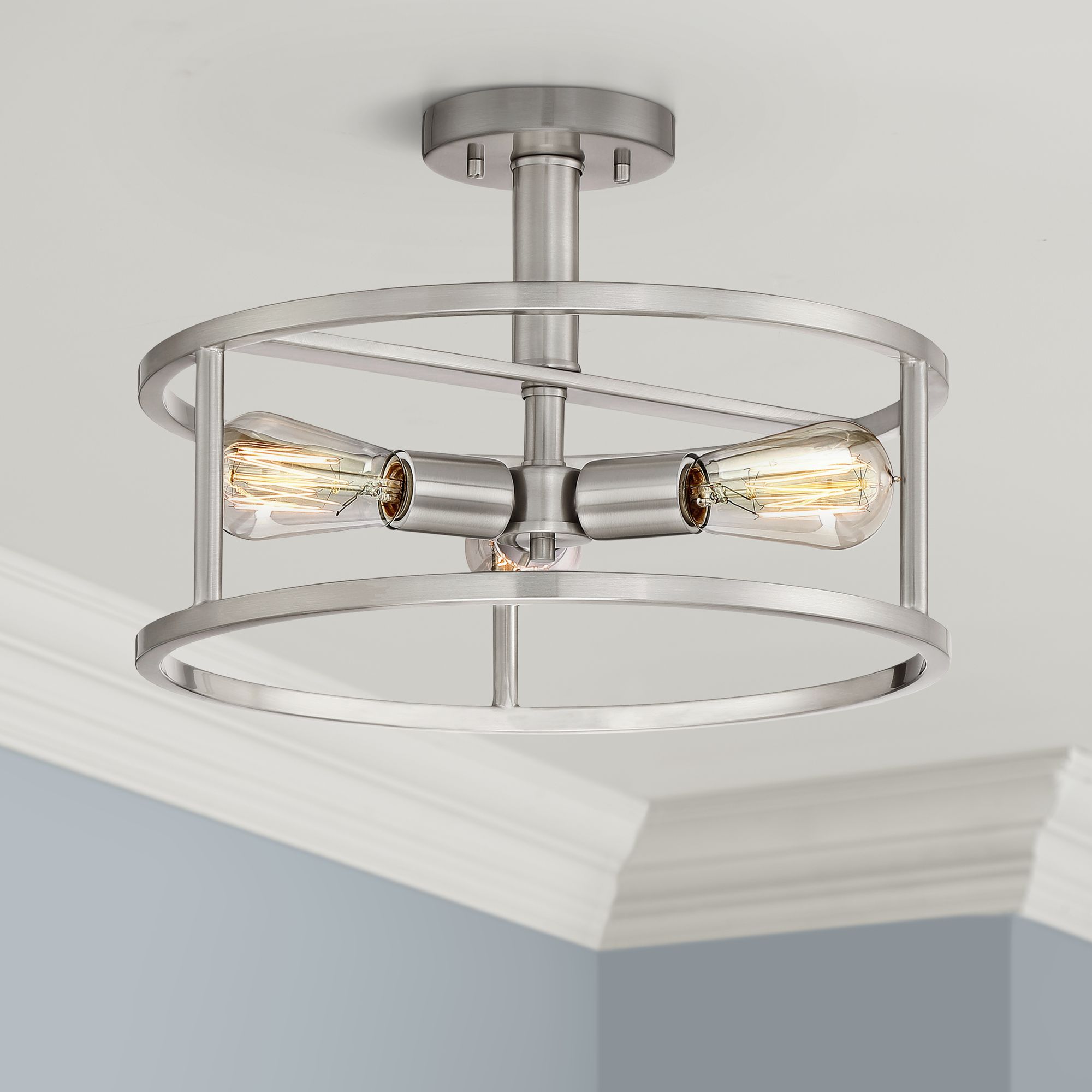 Quoizel New Harbor 15"W Brushed Nickel 3Light Ceiling Light 66K26