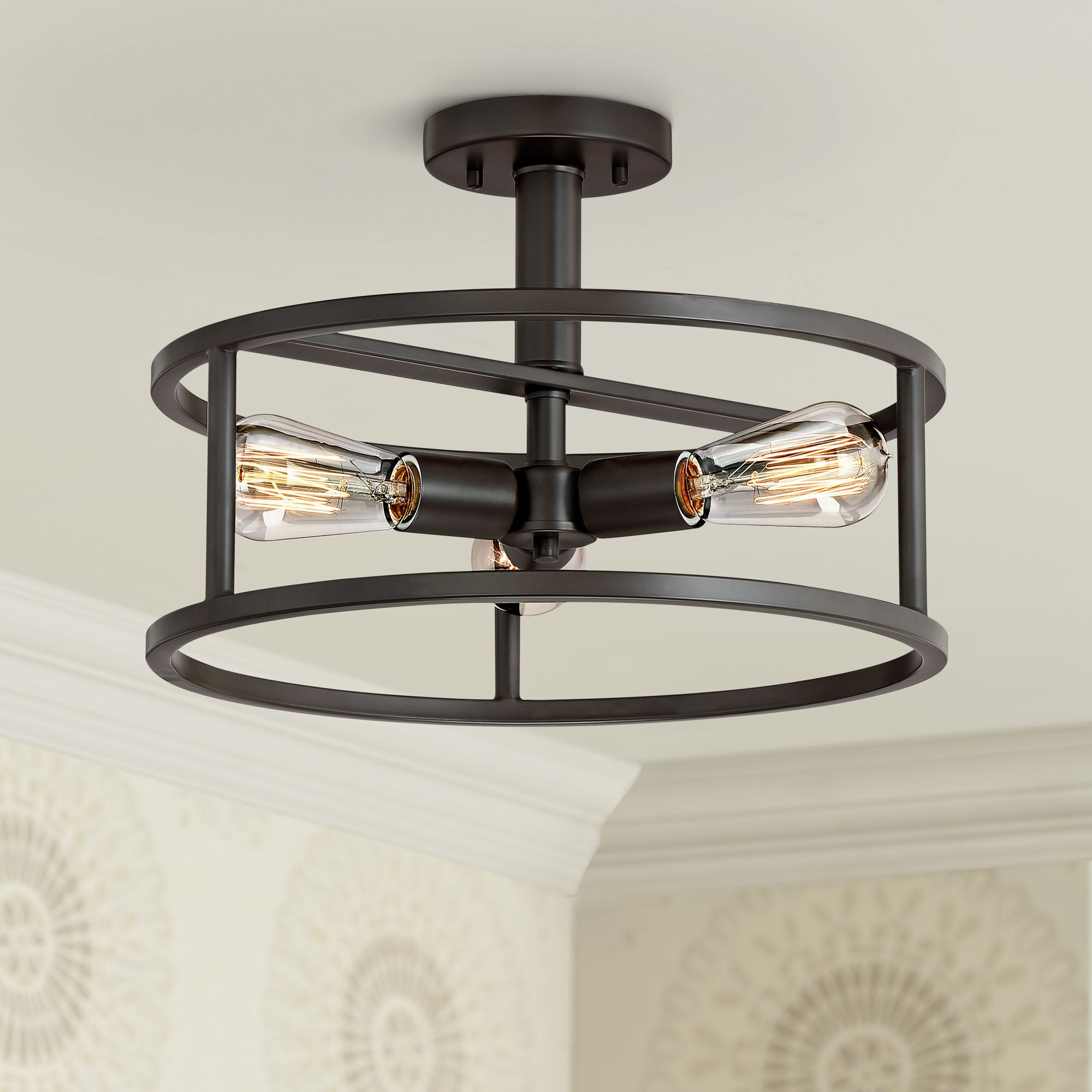 Quoizel New Harbor 15"W Western Bronze 3Light Ceiling Light 66K27