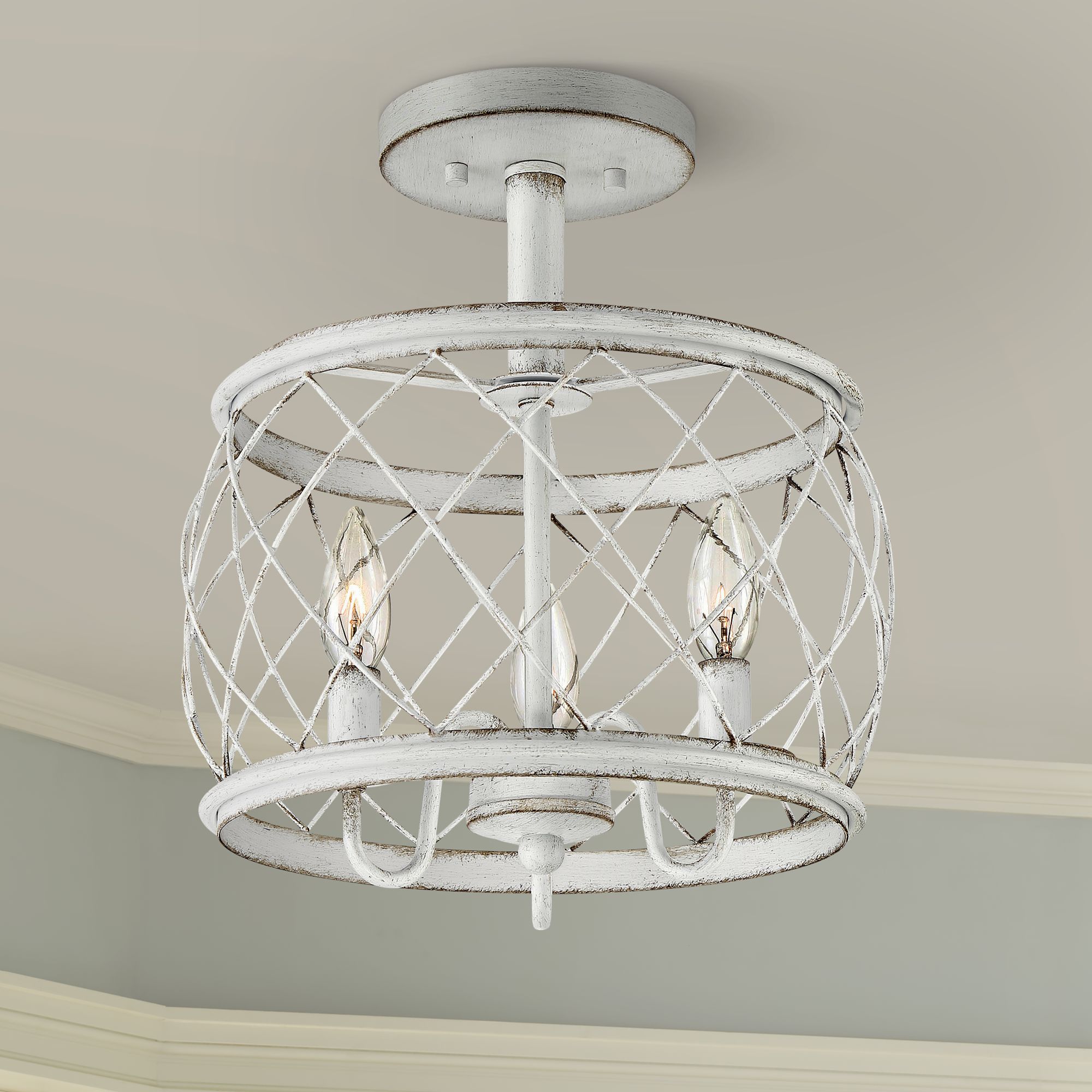 Quoizel Dury 12 1/2"W Antique White 3Light Ceiling Light 66K94