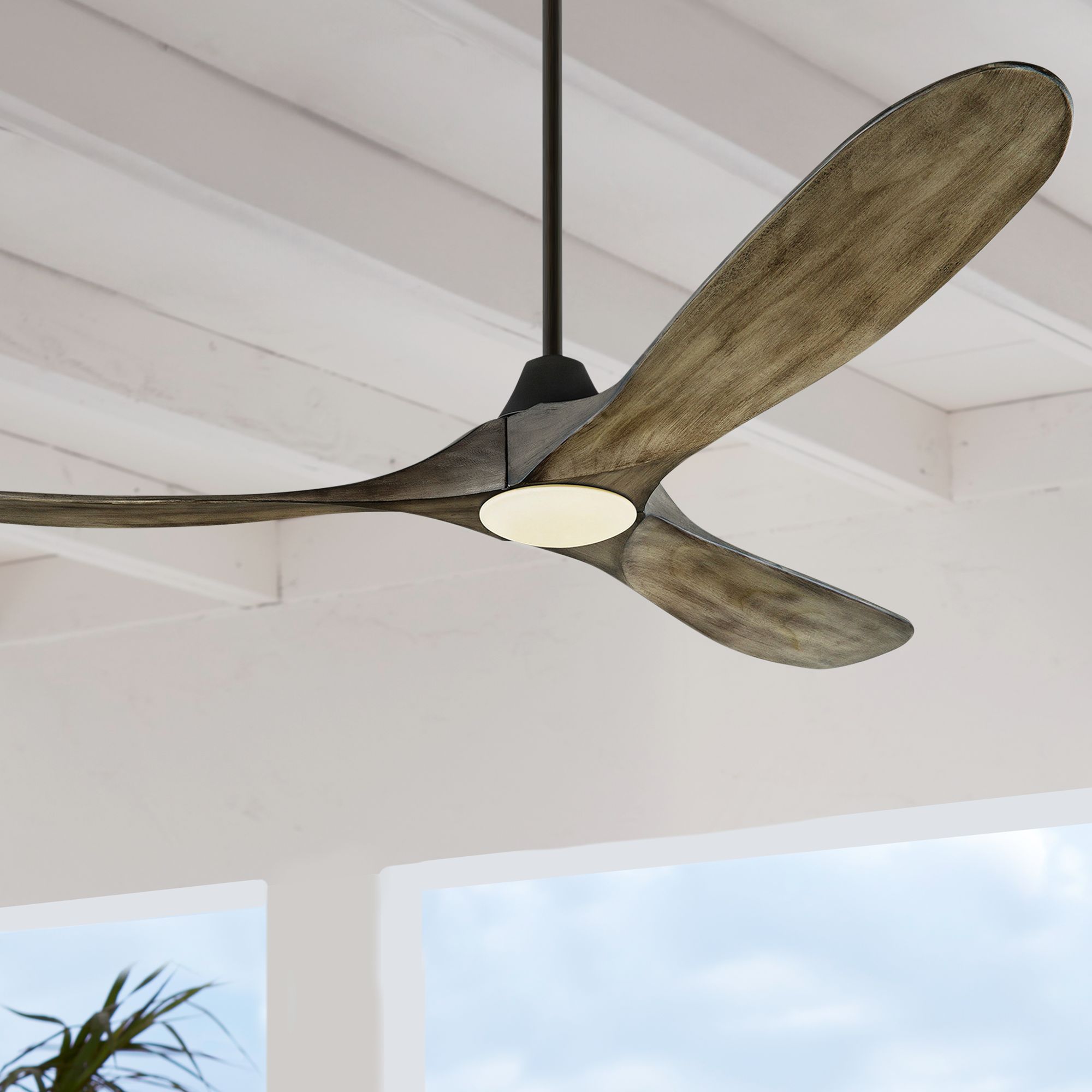 60" Monte Carlo Maverick Aged Pewter LED Ceiling Fan 66X20 Lamps Plus