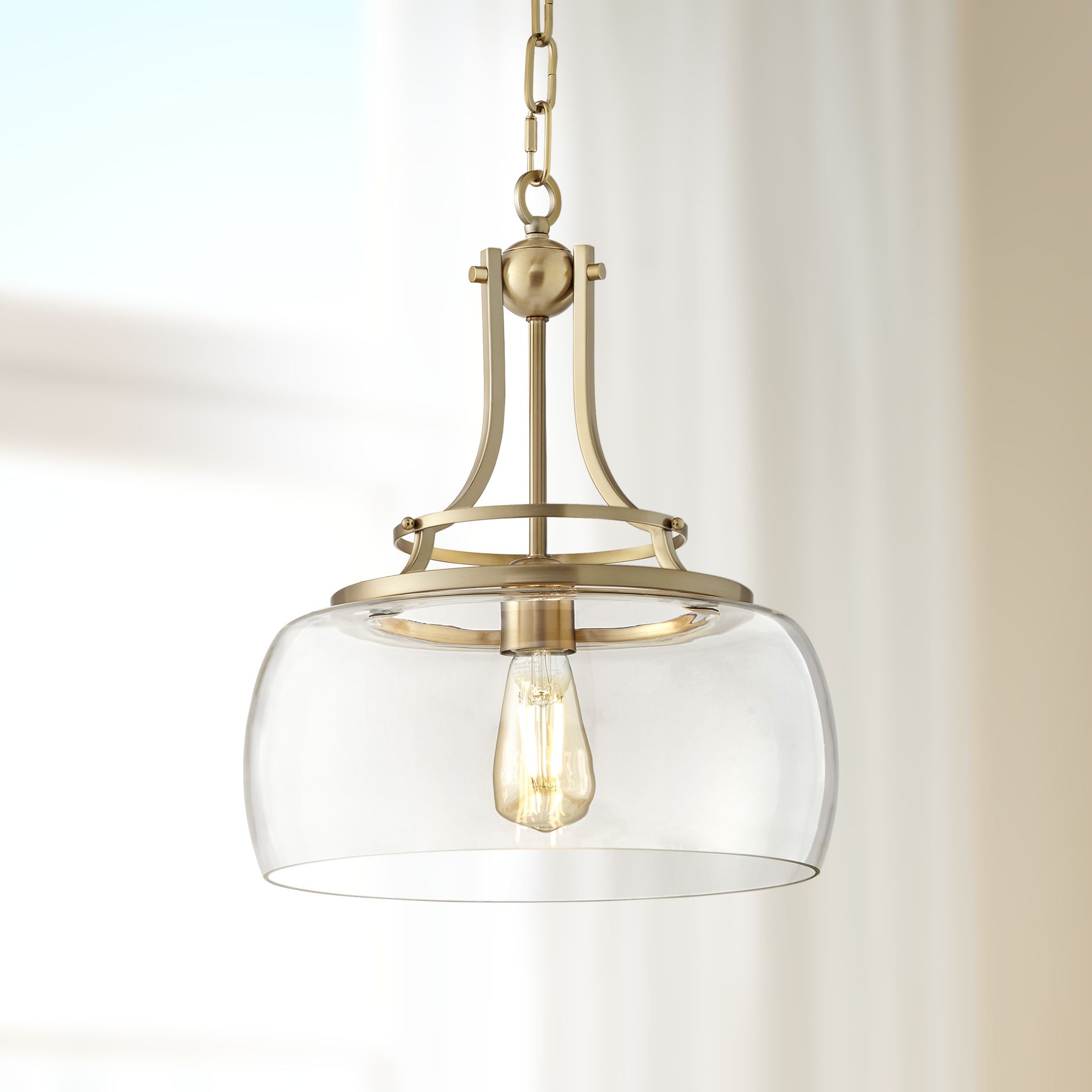 Charleston 13 1/2" Wide Brass LED Pendant Light 67V81 Lamps Plus