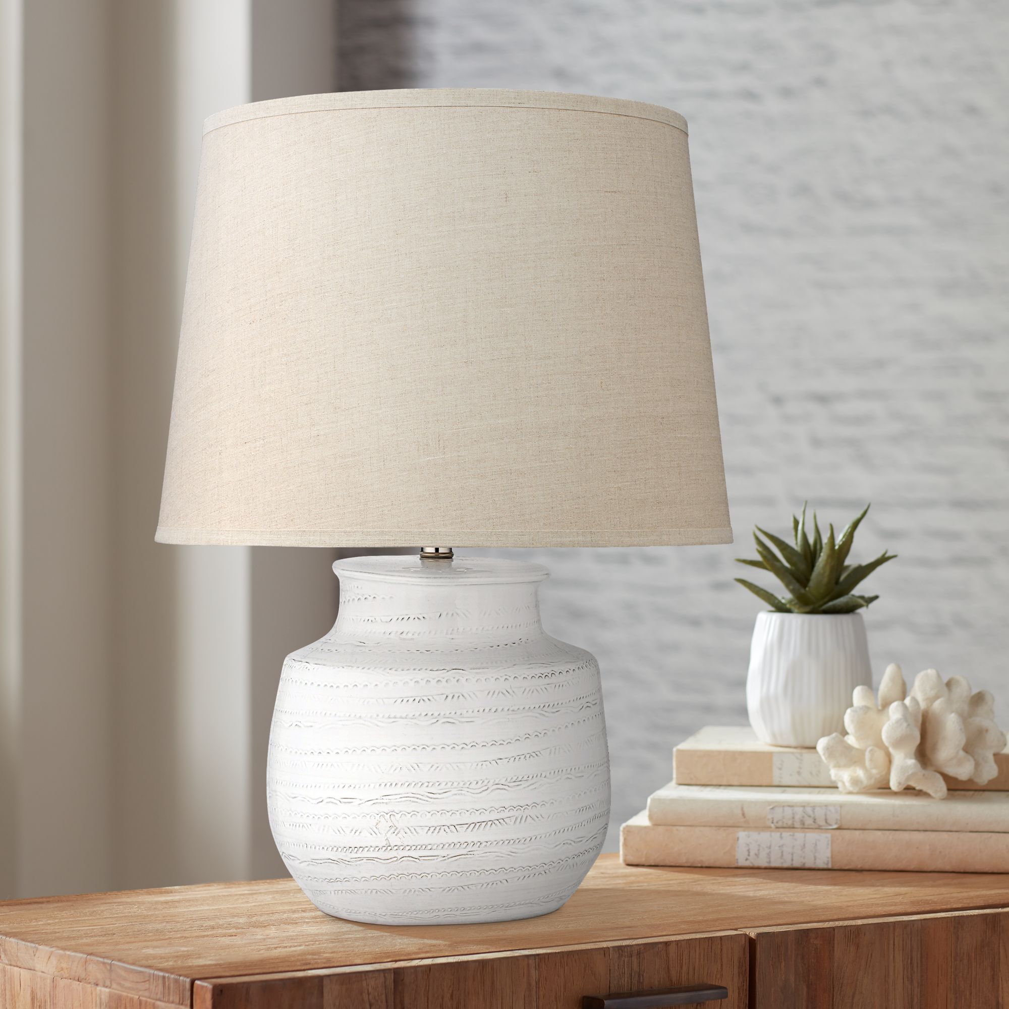Jamie Young Trace OffWhite Ceramic Table Lamp 67X76 Lamps Plus