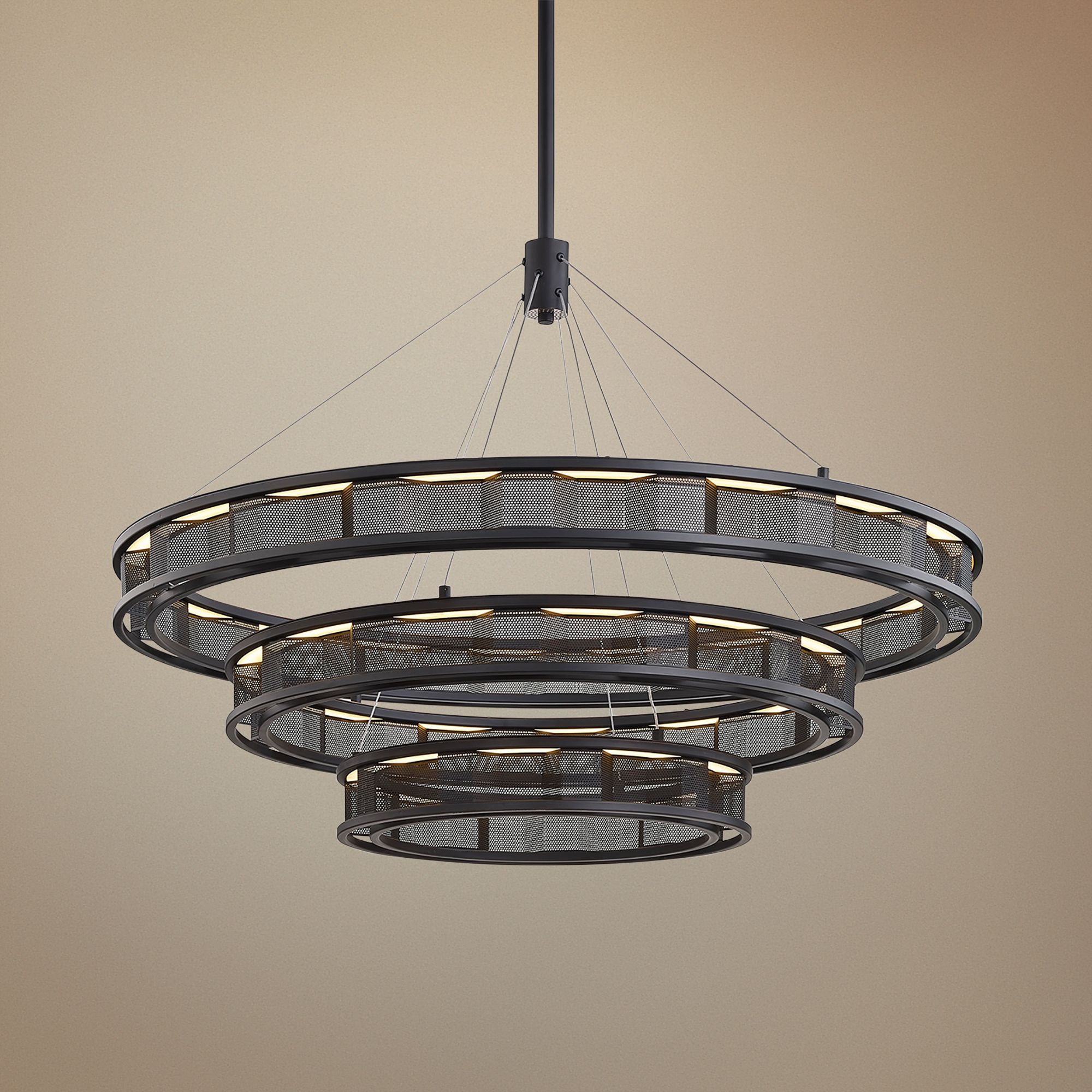 Fuze 39" Wide Modern Bronze 3Tier LED Pendant Light 68F27 Lamps Plus