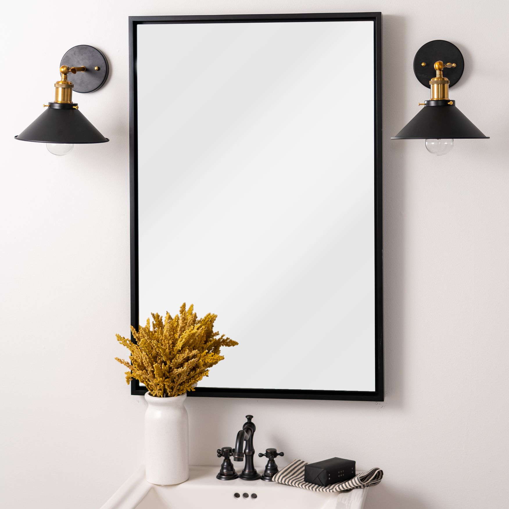 Cooper Classics Jordan Matte Black 24" x 36" Wall Mirror 68W85