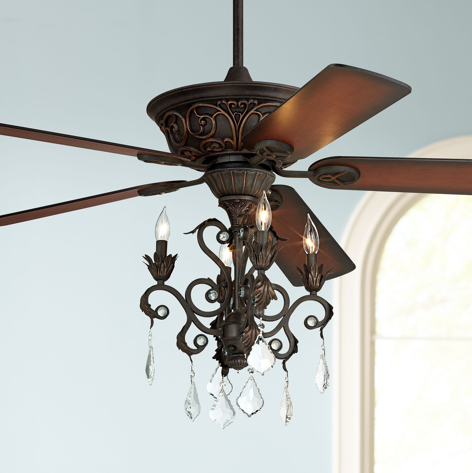 52" Casa Contessa Dark Bronze Chandelier LED Ceiling Fan 68W92