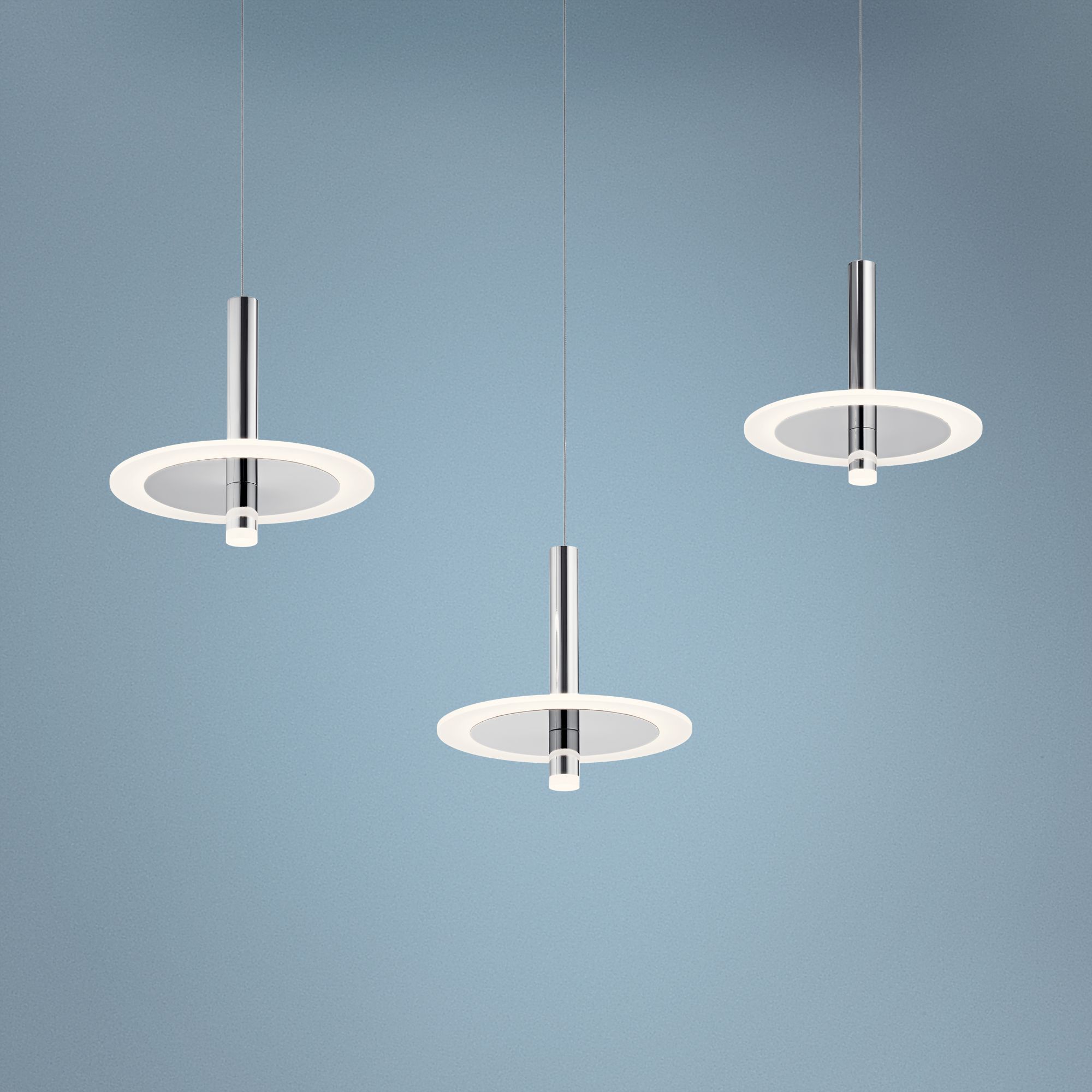 Elan Discs 41 1/4"W Polished Nickel LED Multi Light Pendant 69E83